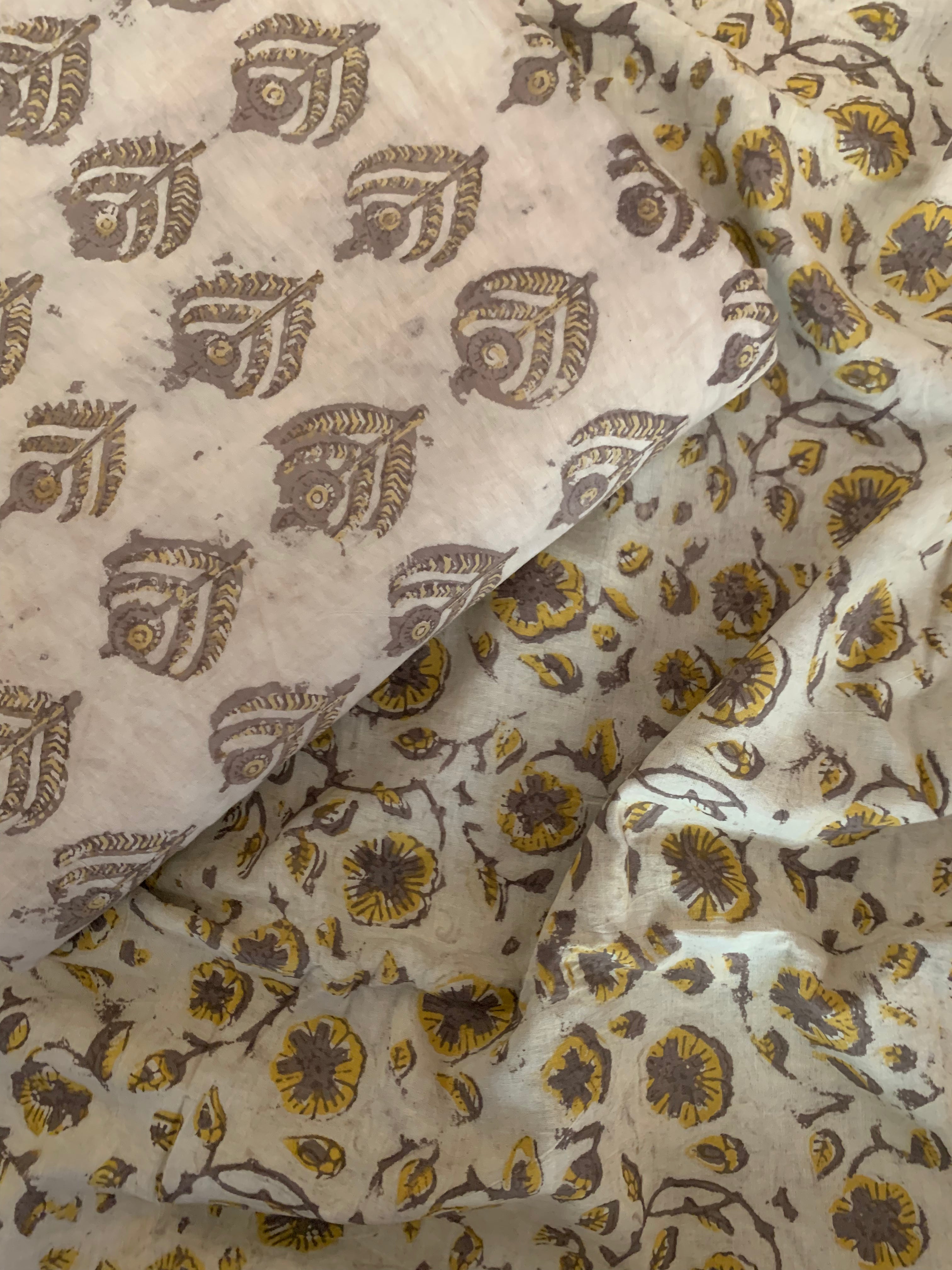 Handblock Ajrakh Cotton Kurta Bottom Set