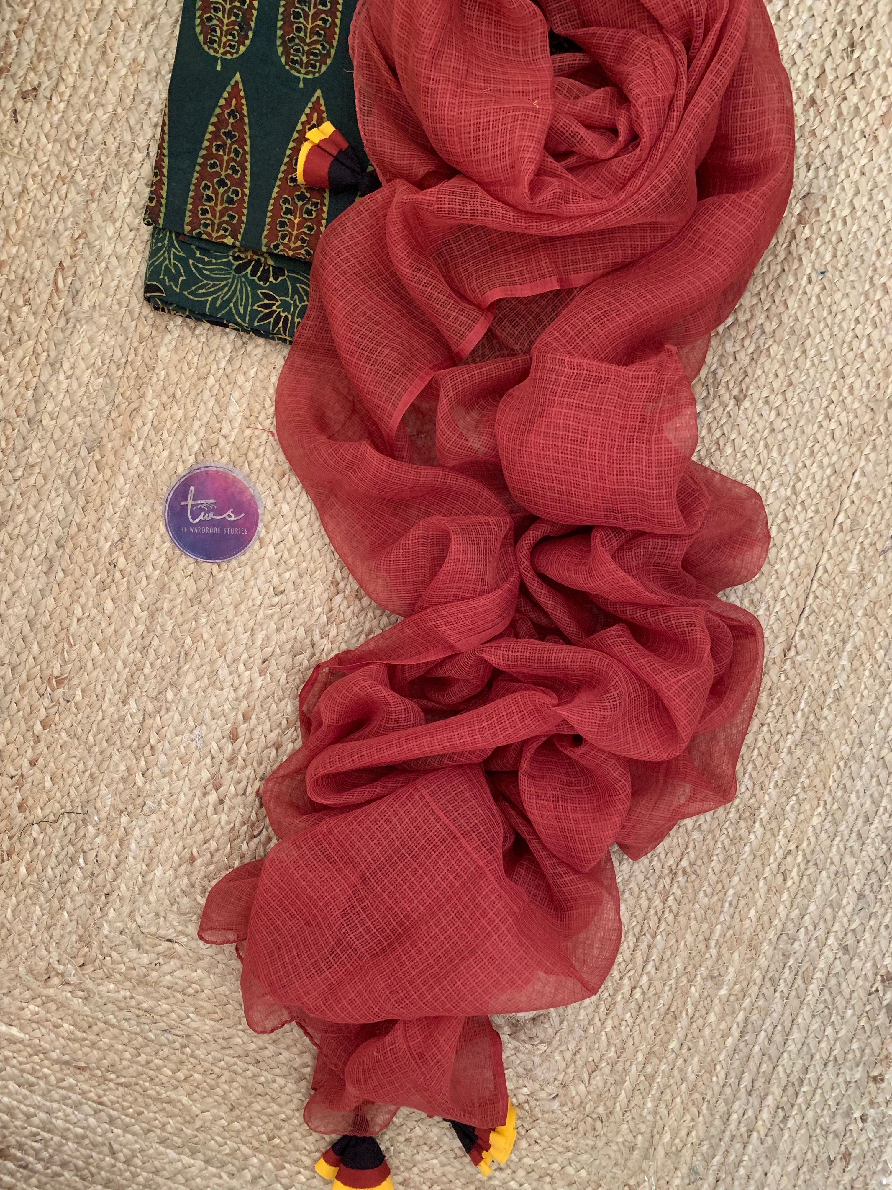 Handblock Ajrakh Cotton Kota Suit