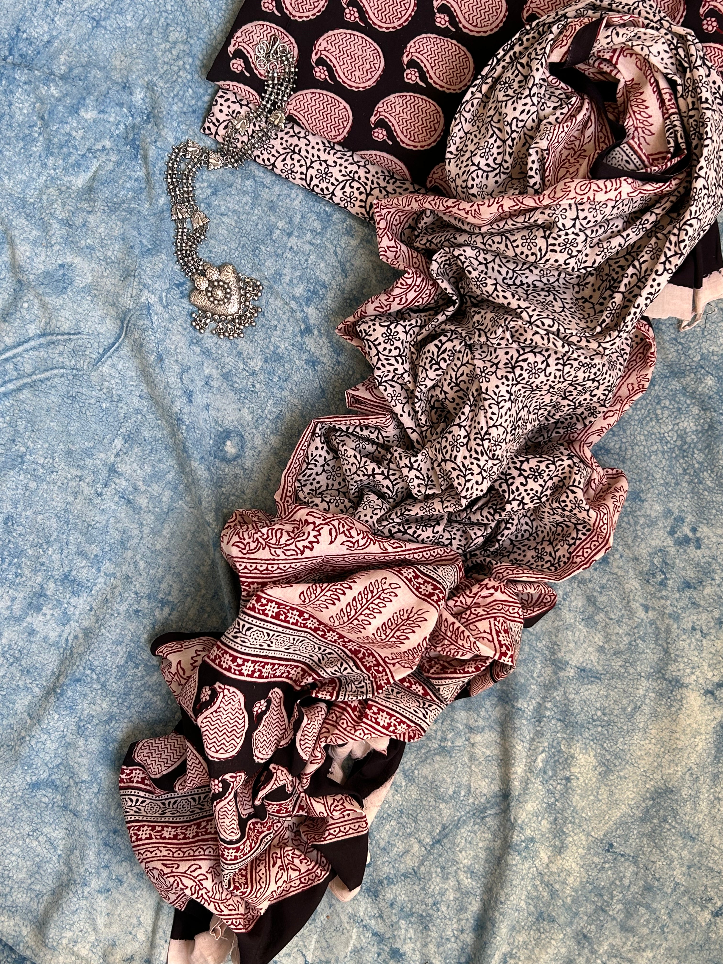 Natural Dyed Bagh Block Print Cotton Suit