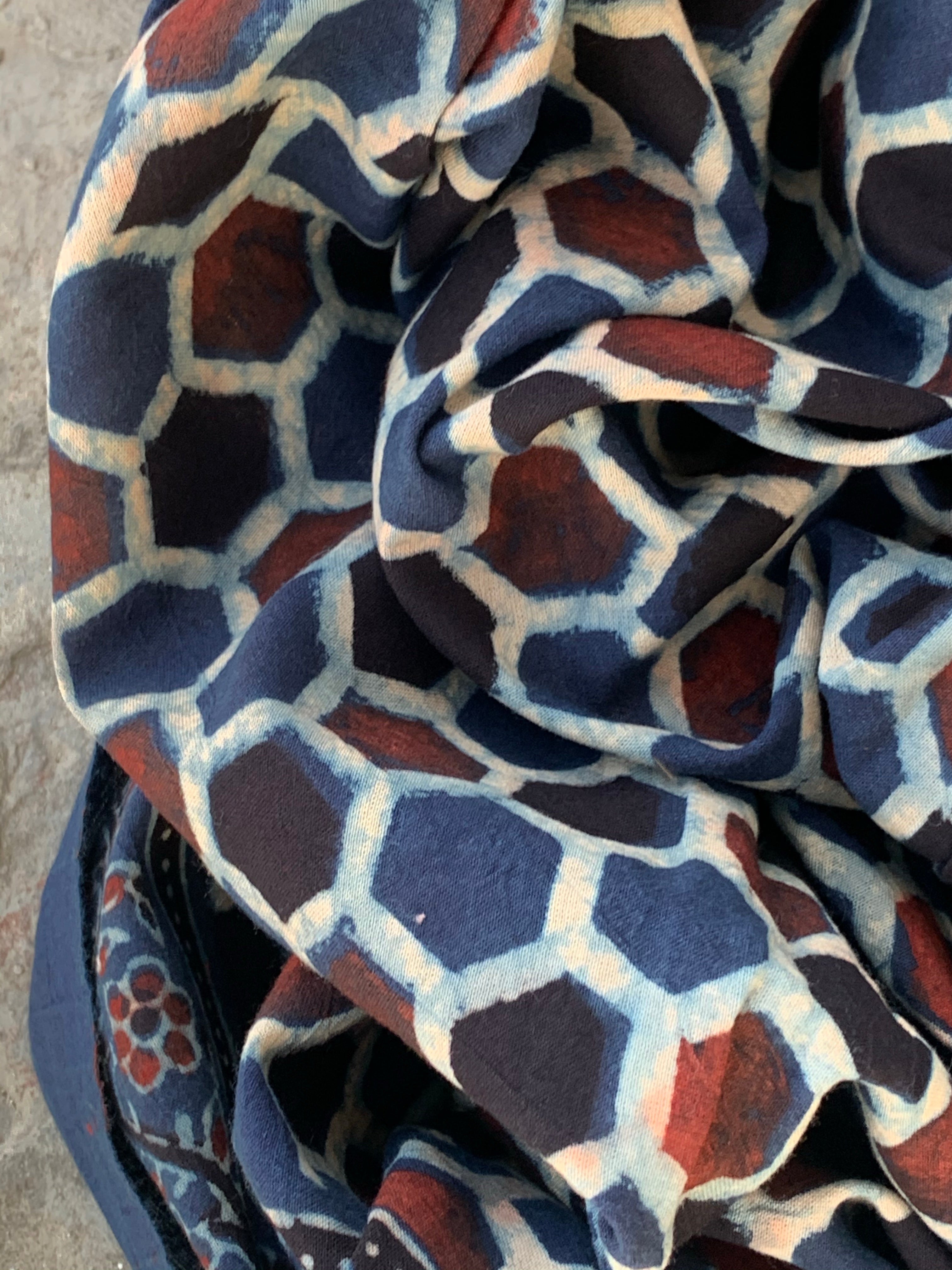 Handblock Ajrakh Cotton Suit