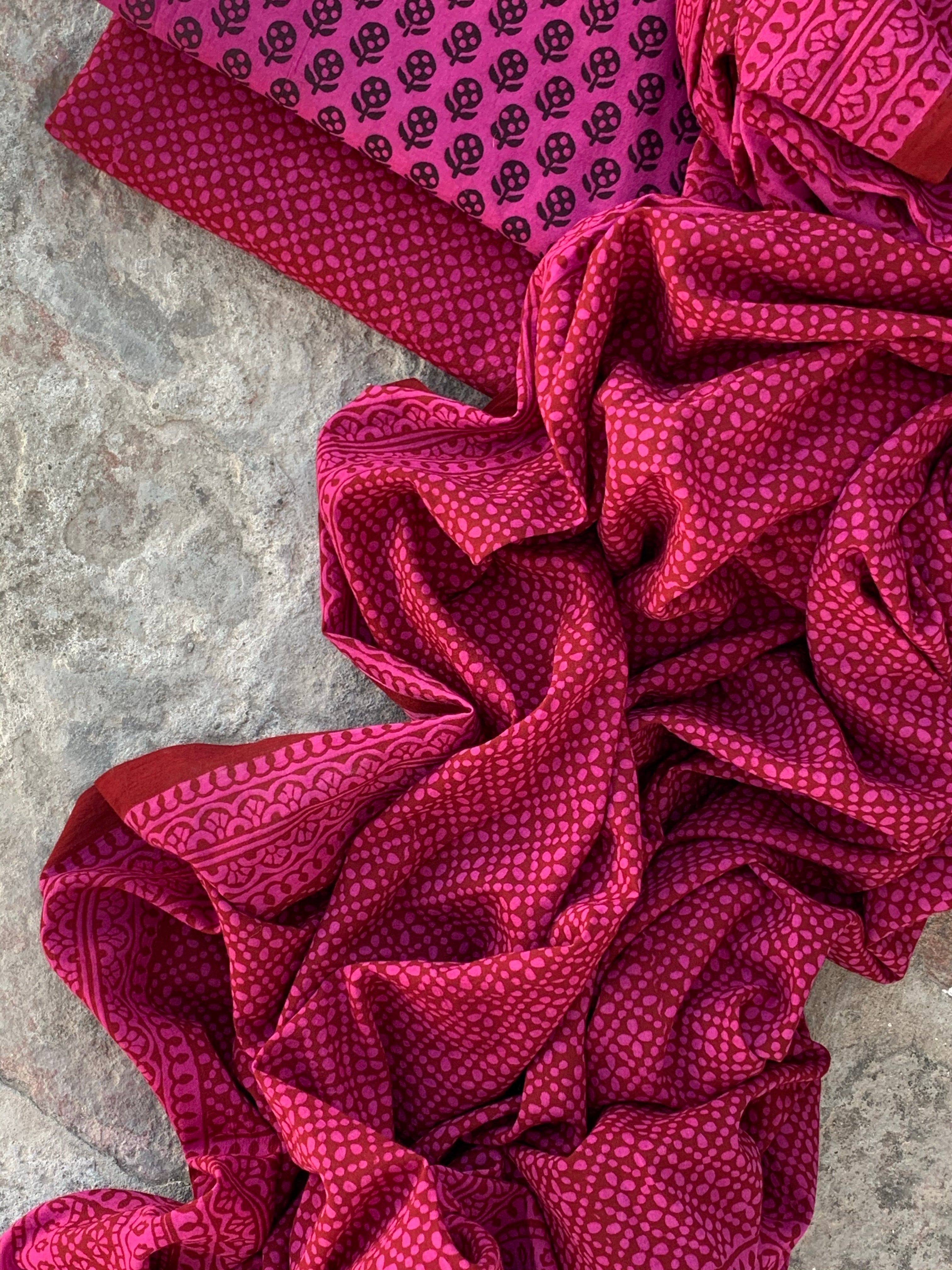 Natural Dyed Bagh Handblock Cotton Suit