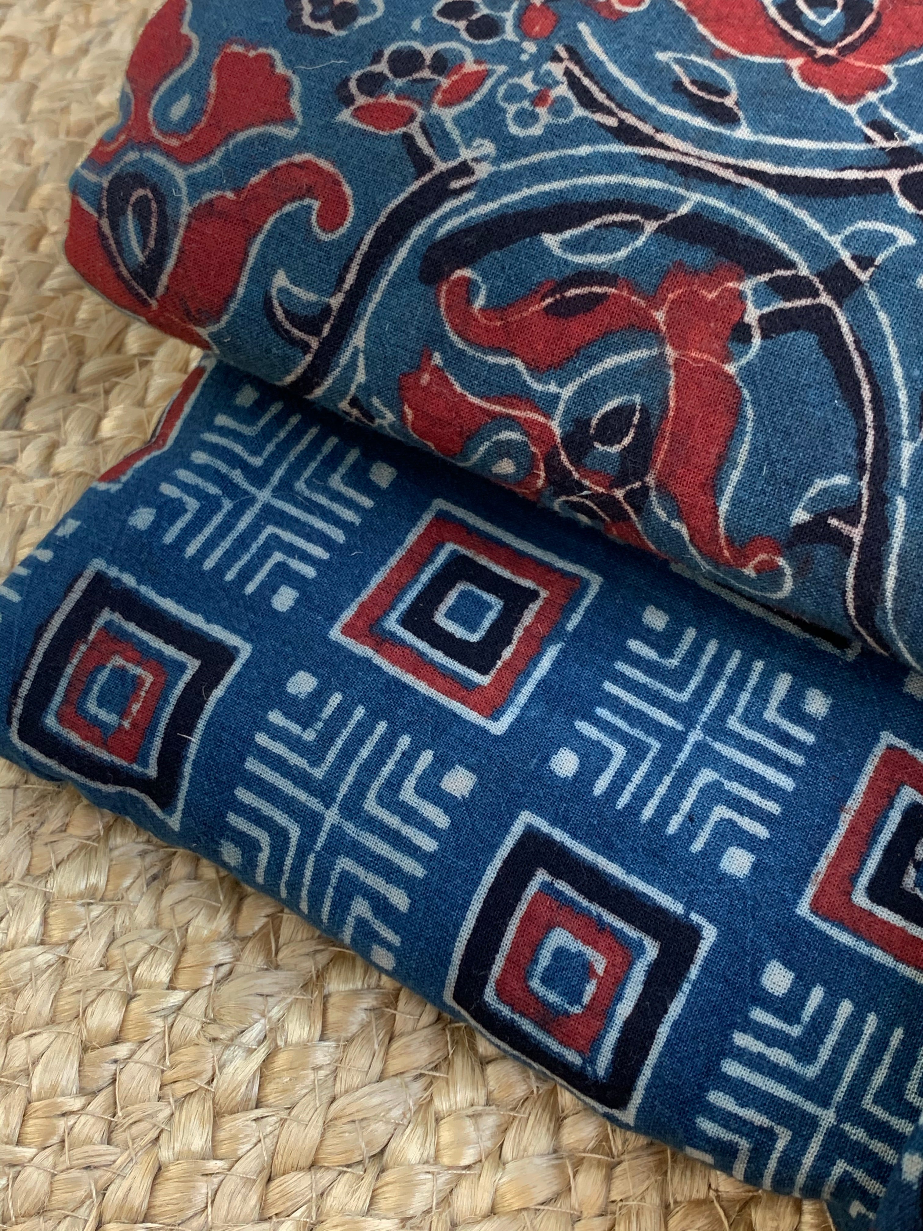 Handblock Ajrakh Cotton Kota Suit