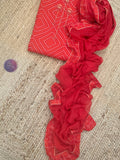 Vermilion Red Wool Pashmina Suit