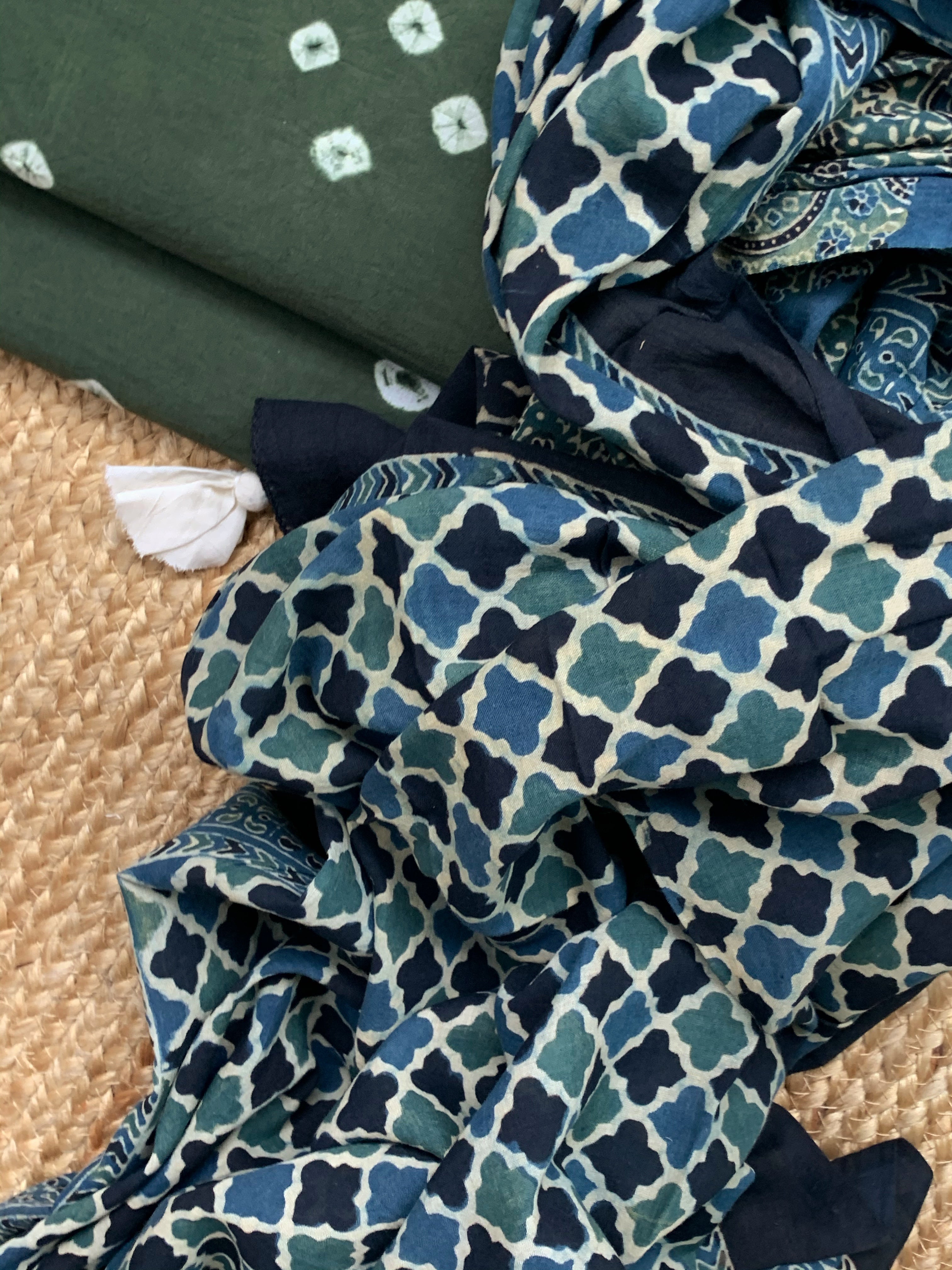 Handcrafted Bandhani Ajrakh Cotton Suit