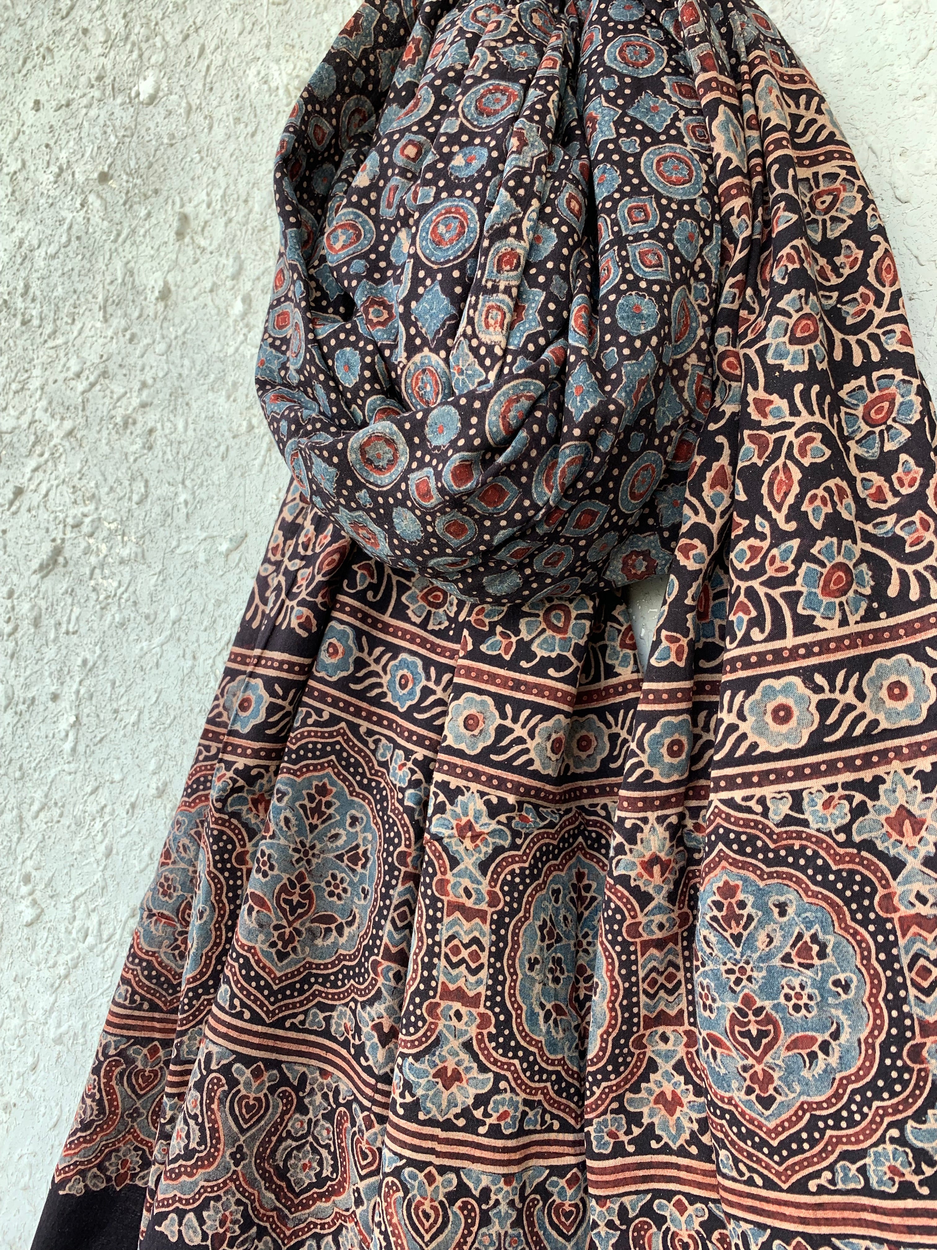 Handblock Ajrakh Dupatta