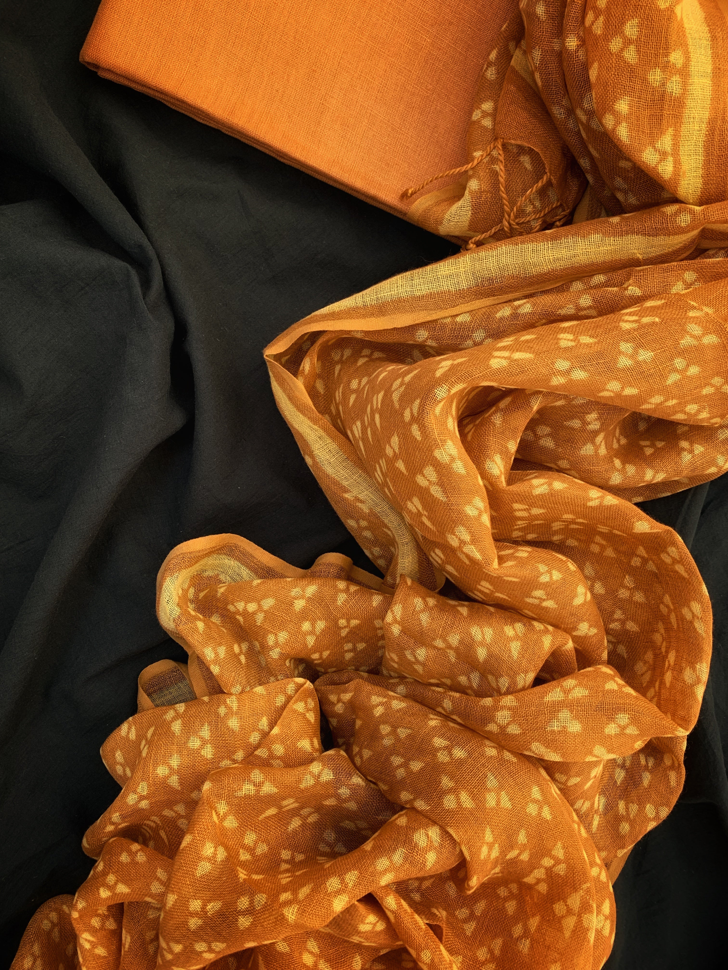 Mustard Linen Kurta Dupatta set