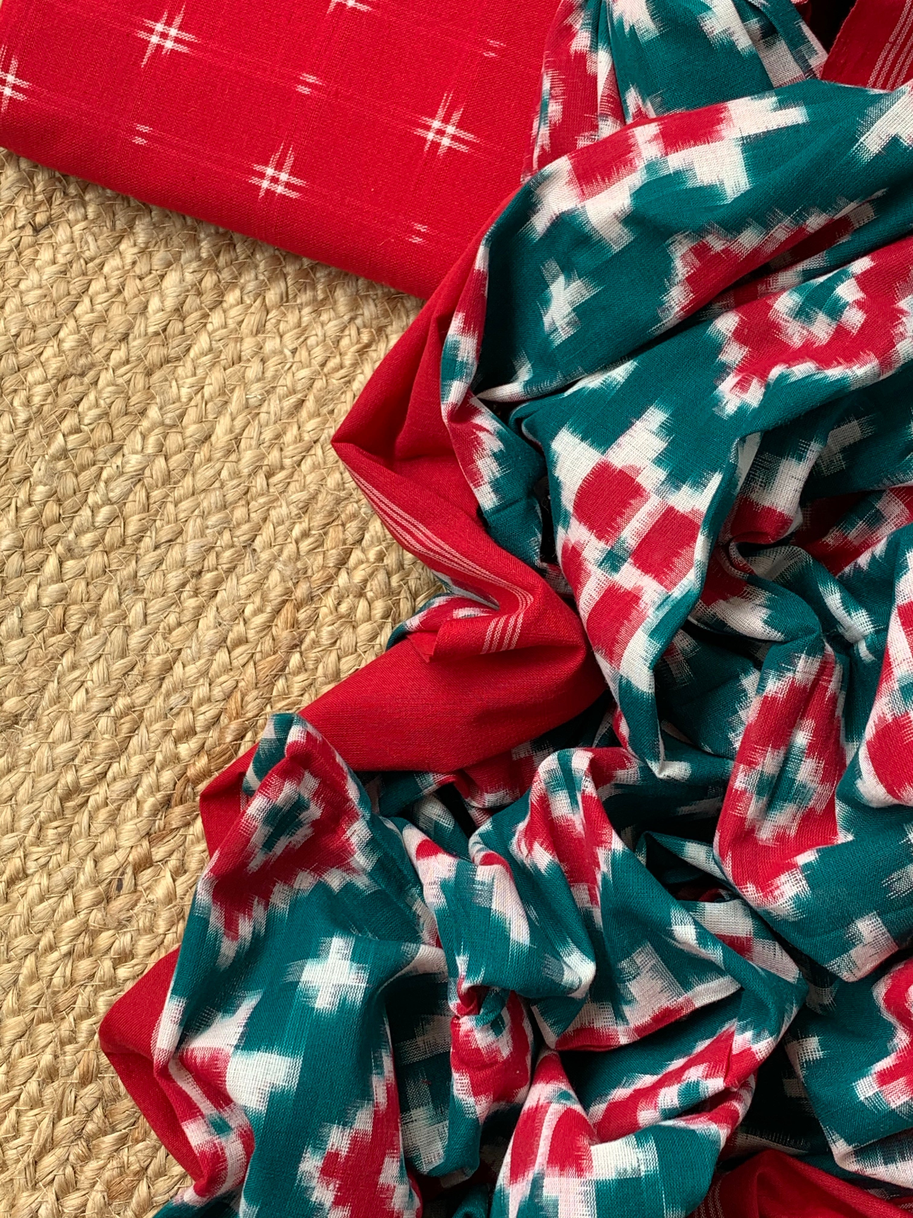 Handwoven Double Ikat Kurta  Dupatta set