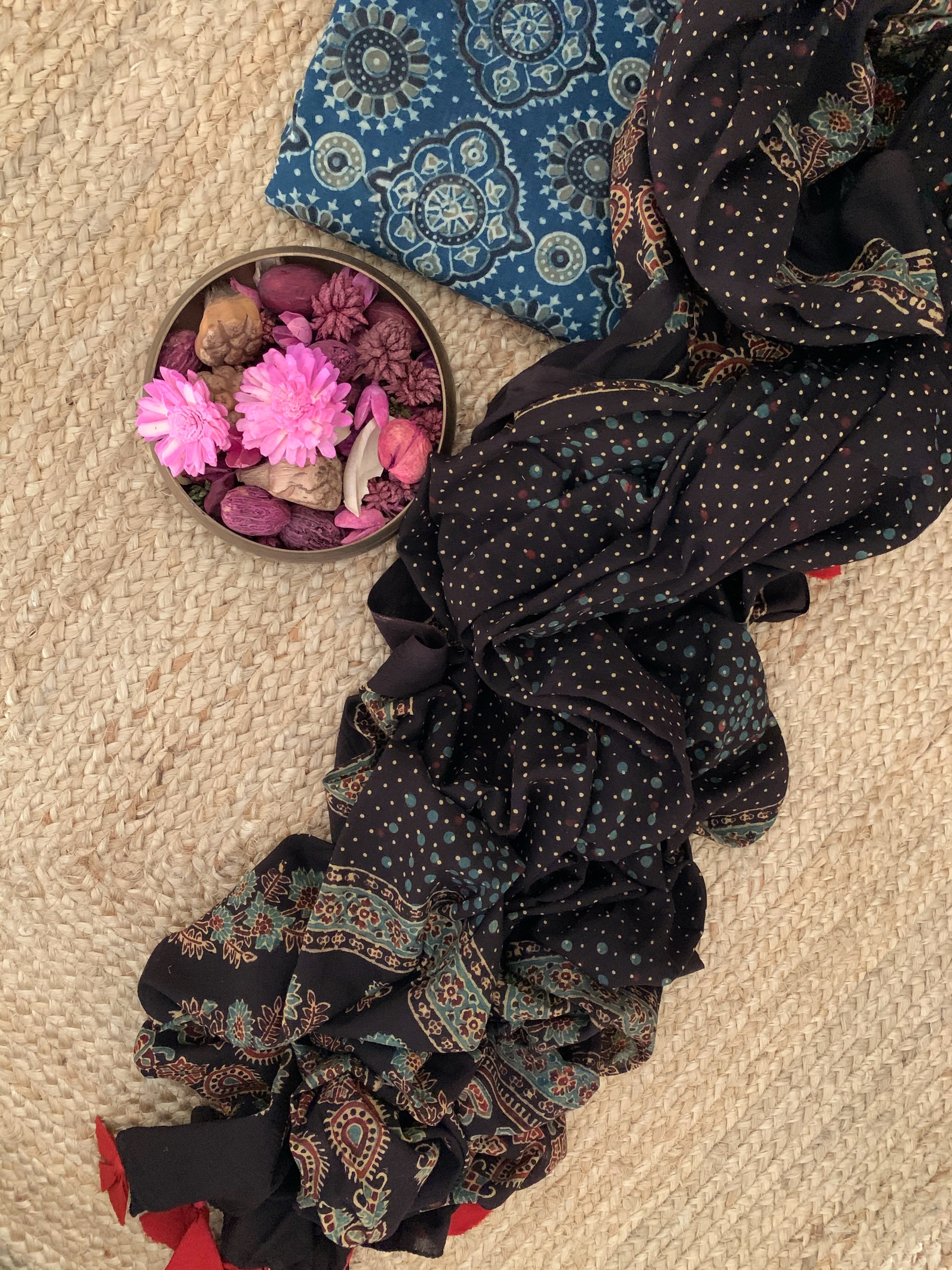 Handcrafted Ajrakh Kurta Dupatta set