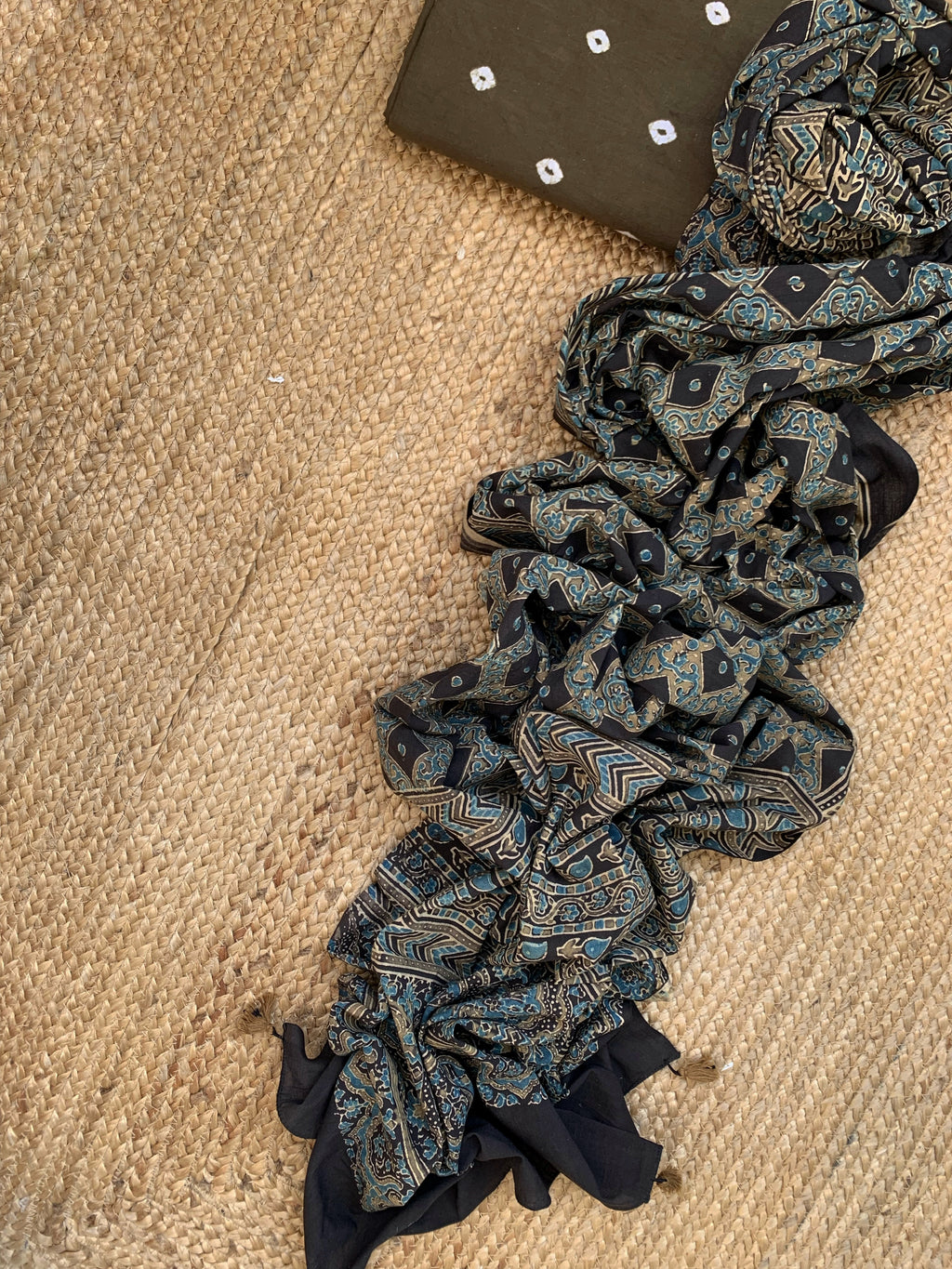 Handcrafted Bandhani Ajrakh Cotton Suit