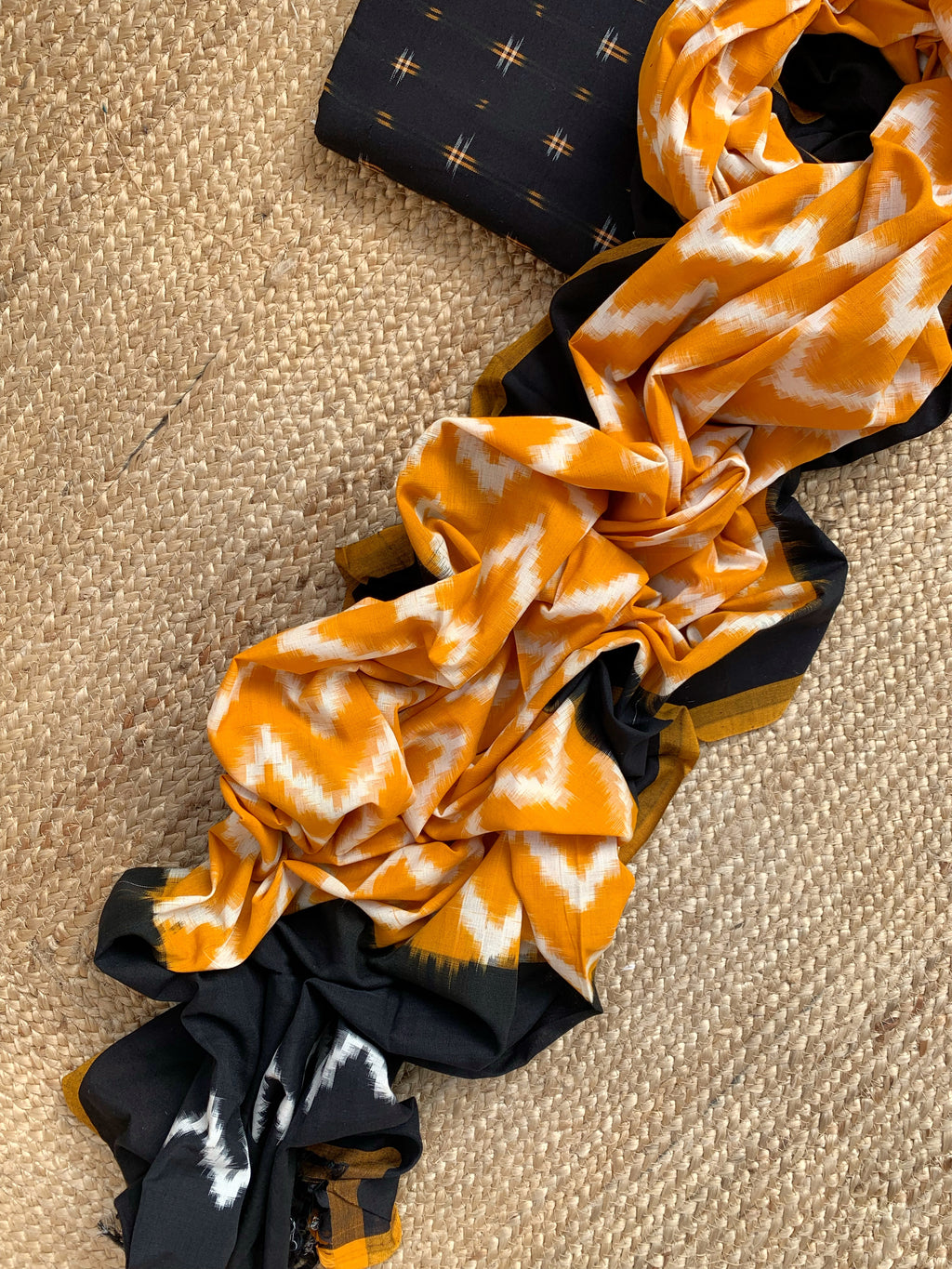 Handwoven Double Ikat Kurta  Dupatta set