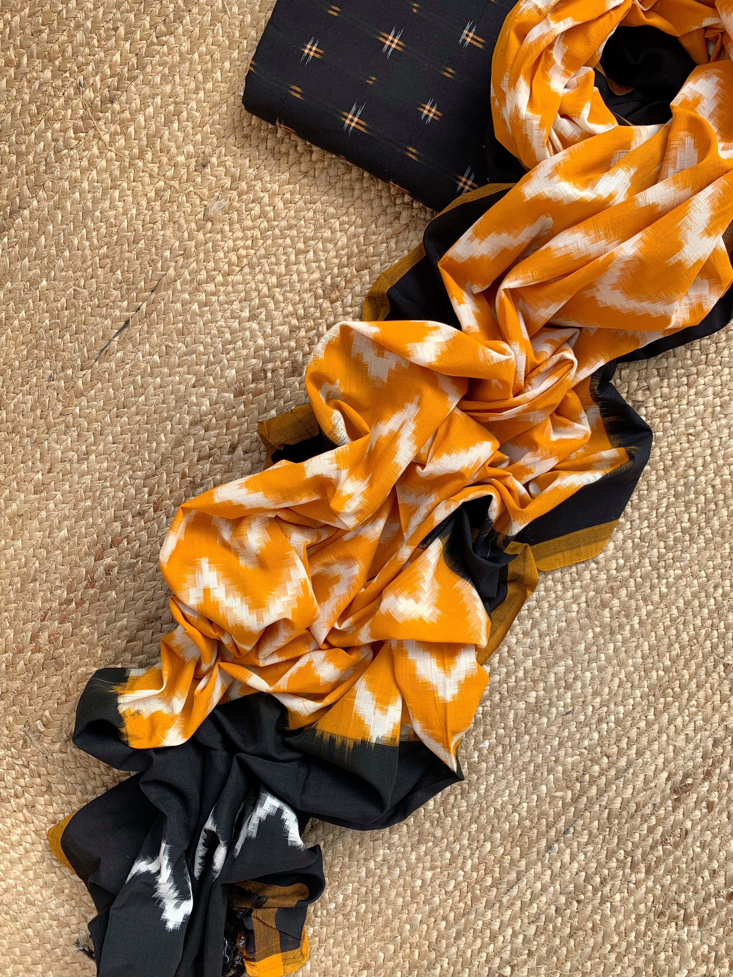Handwoven Double Ikat Kurta  Dupatta set