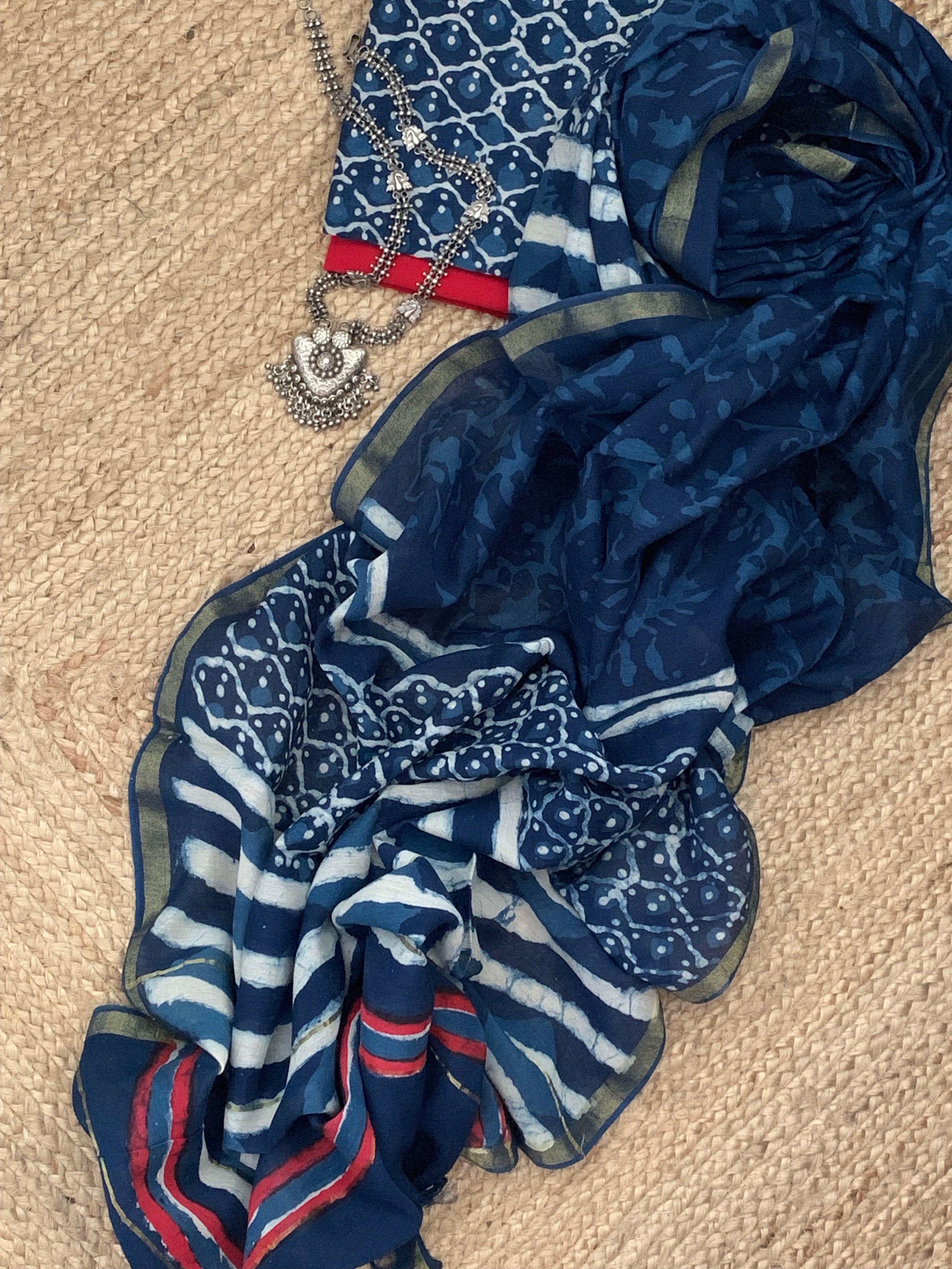 Handblock chanderi suit (Prebook only & will be shipped by 24th april)