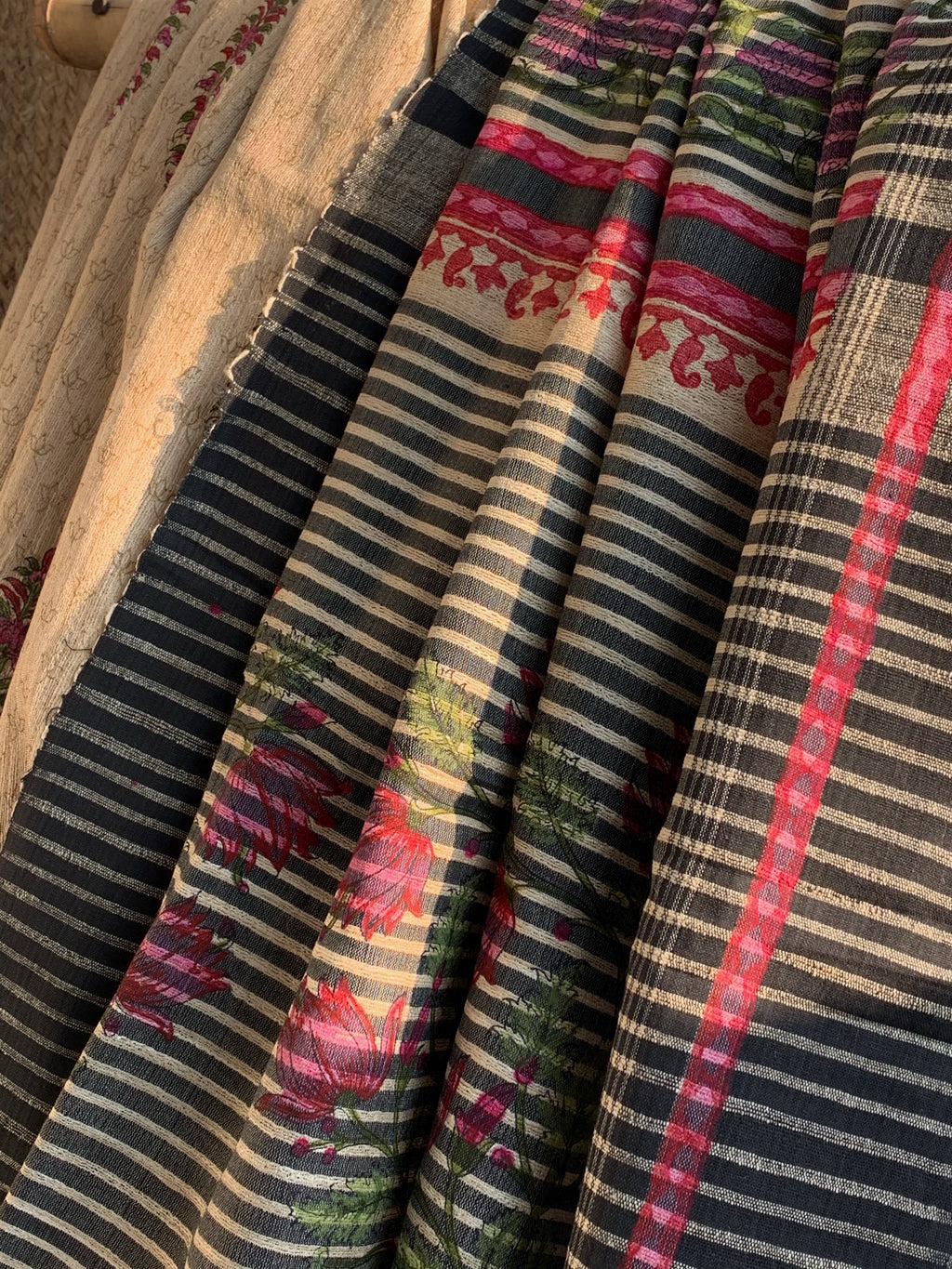 Handwoven & Handblock Printed Tussar Ghicha Saree