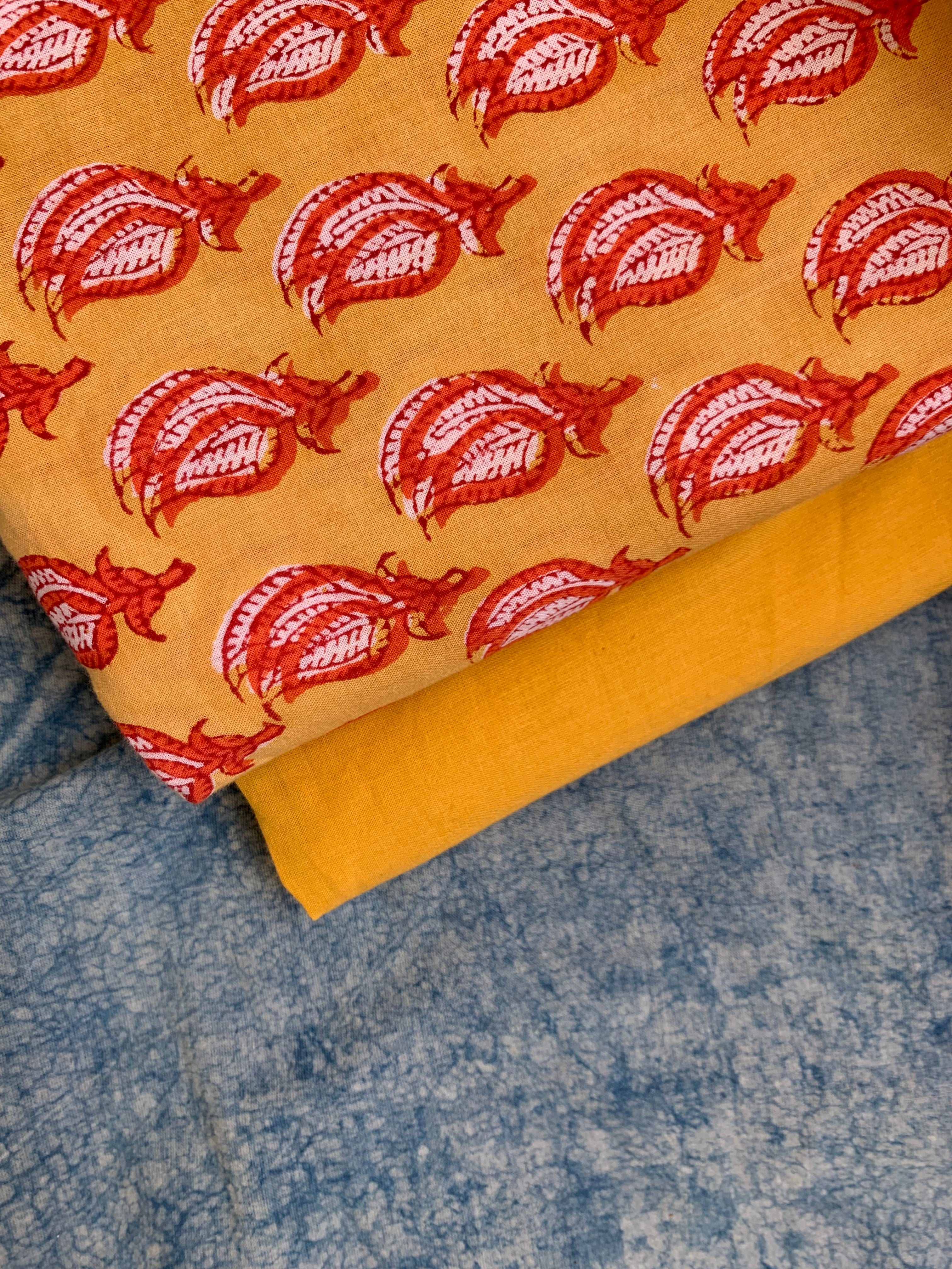 Handblock Printed Cotton Chanderi Dupatta Suit