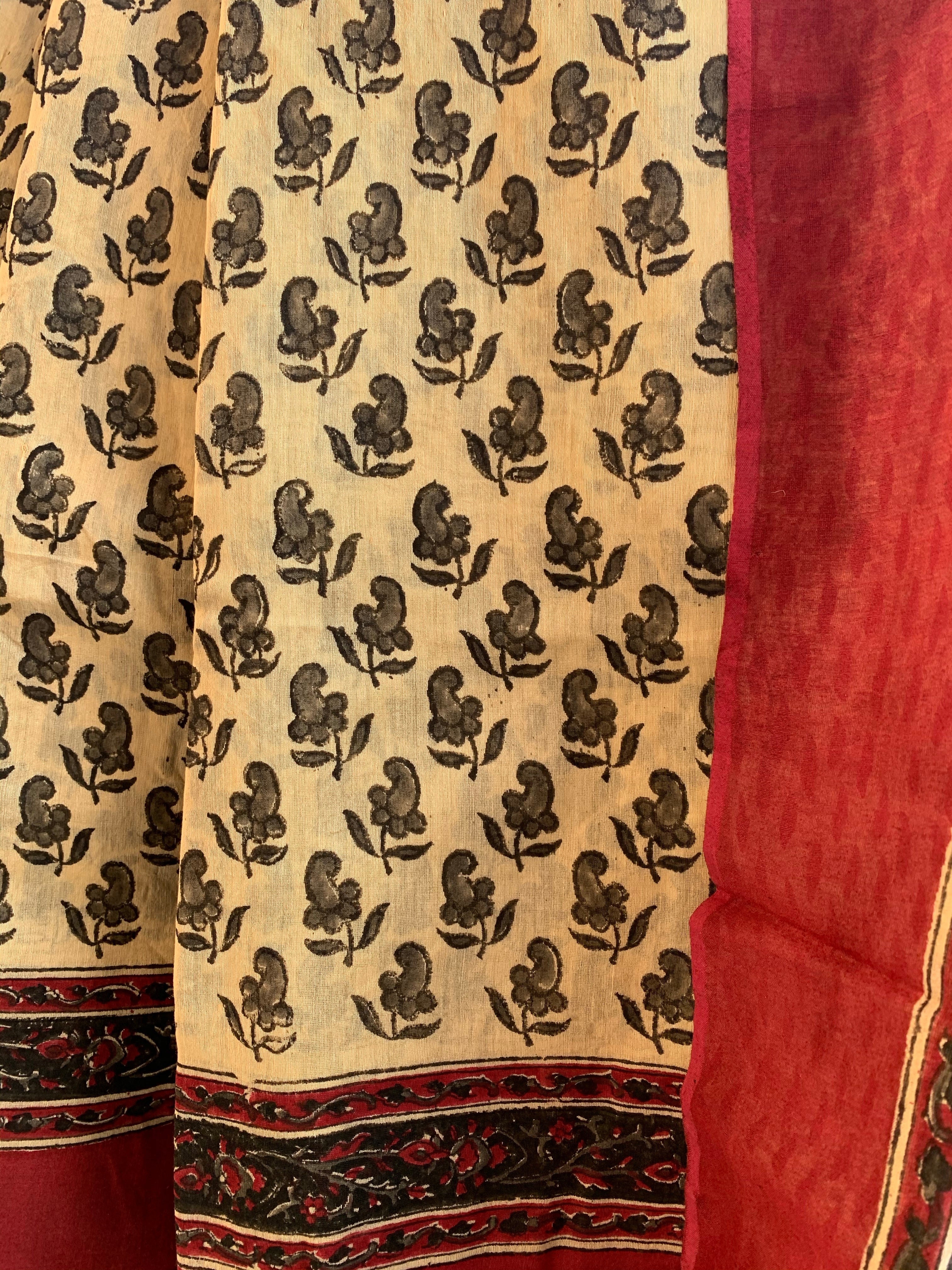 Handblock Printed Chanderi Saree