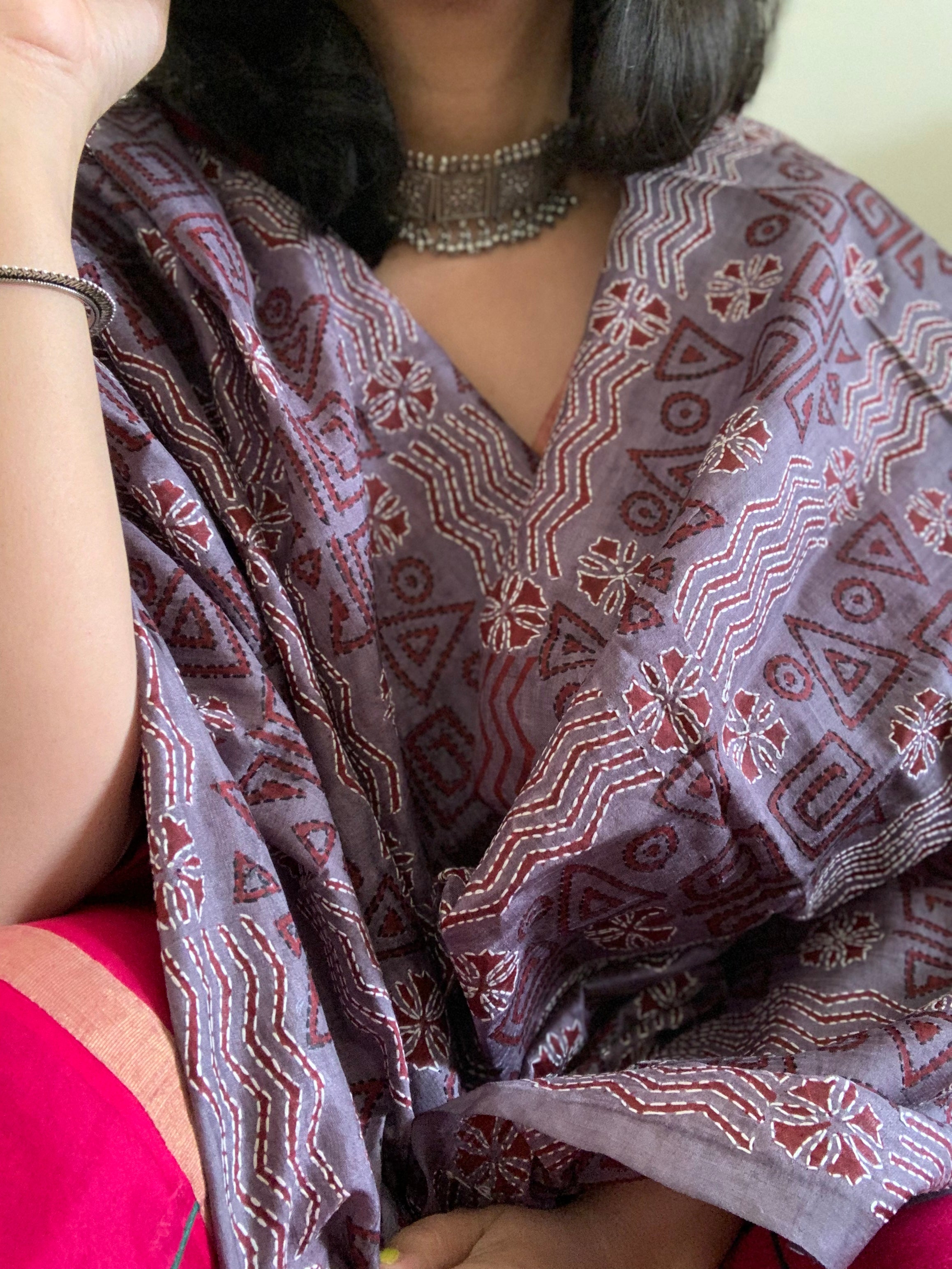 Handcrafted Kantha Cotton Silk Dupatta