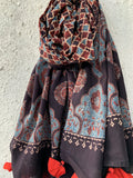 Handblock Ajrakh Dupatta