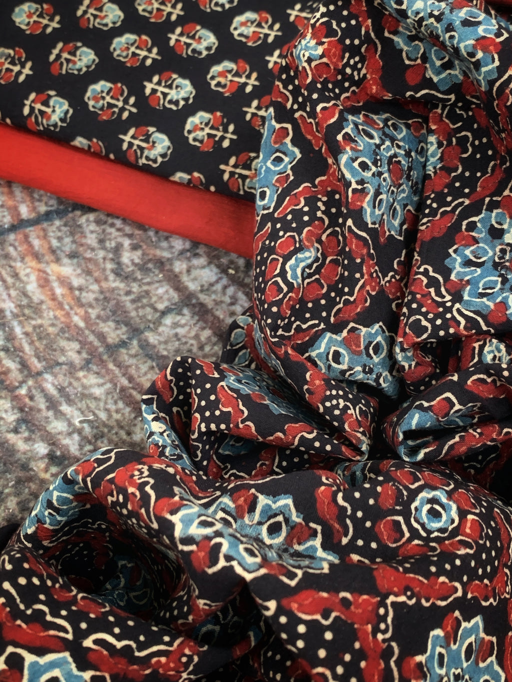 Handblock Ajrakh Cotton Suit