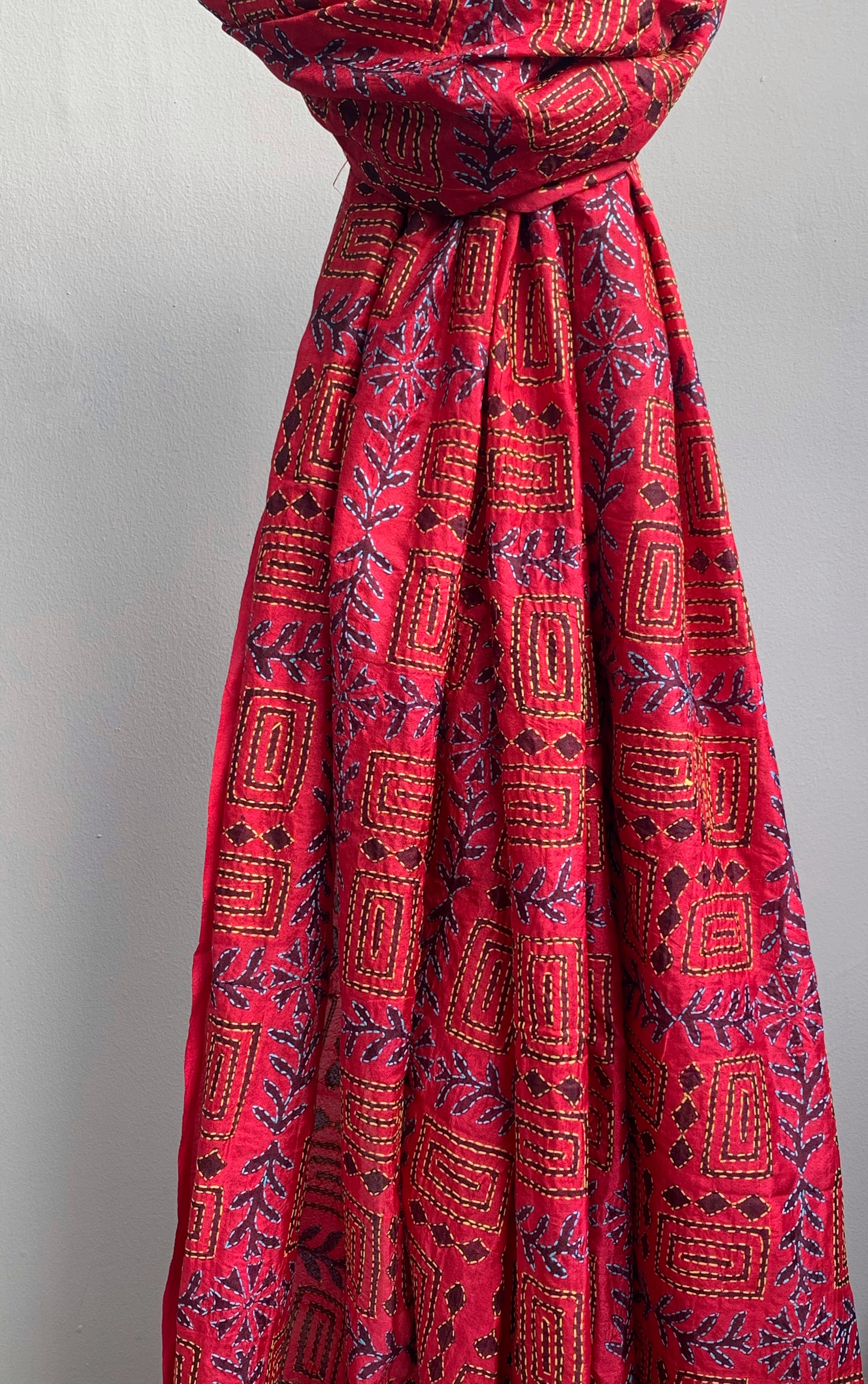 Handcrafted Kantha Cotton Silk Dupatta