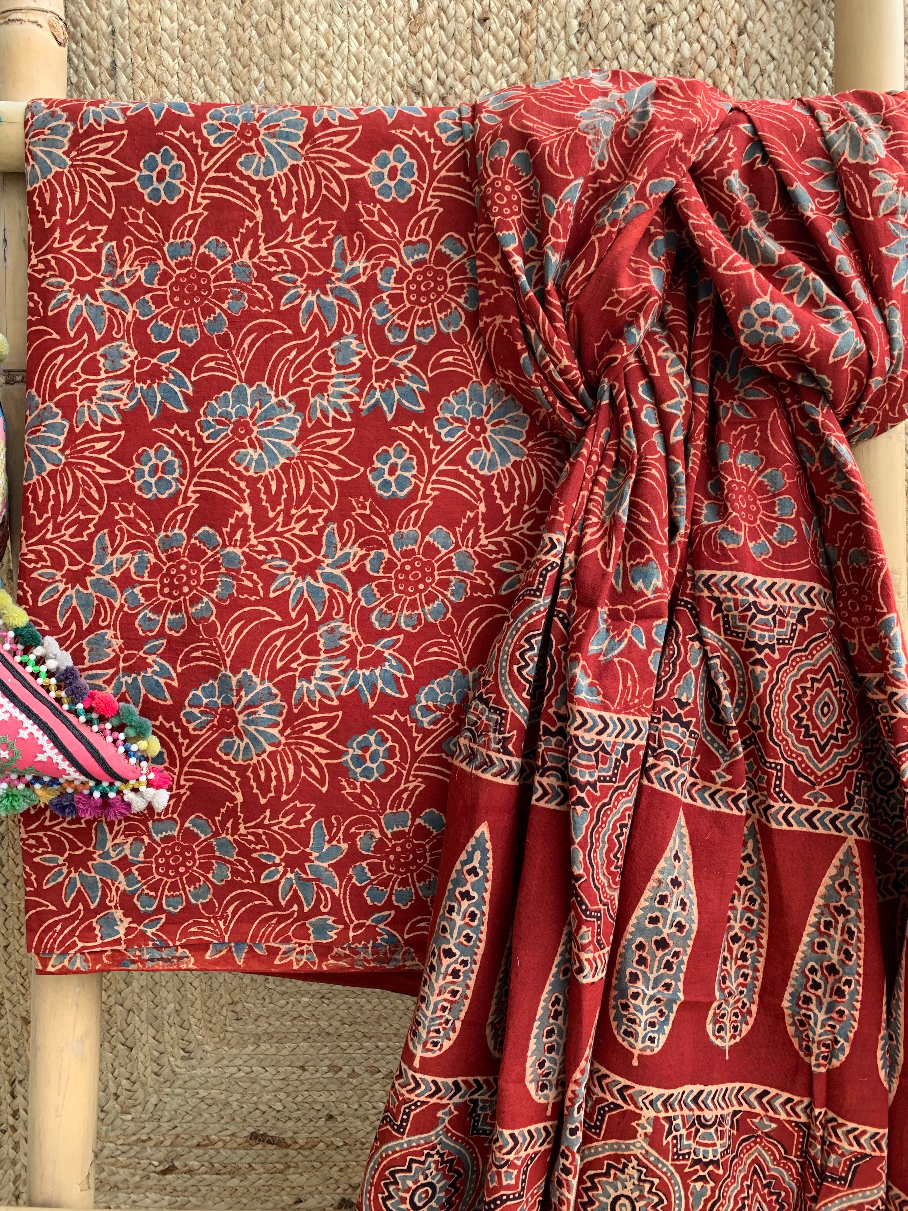 Natural Dye Ajrakh Kurta Dupatta set