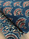 Handblock Ajrakh Cotton Kurta Bottom Set -Indigo