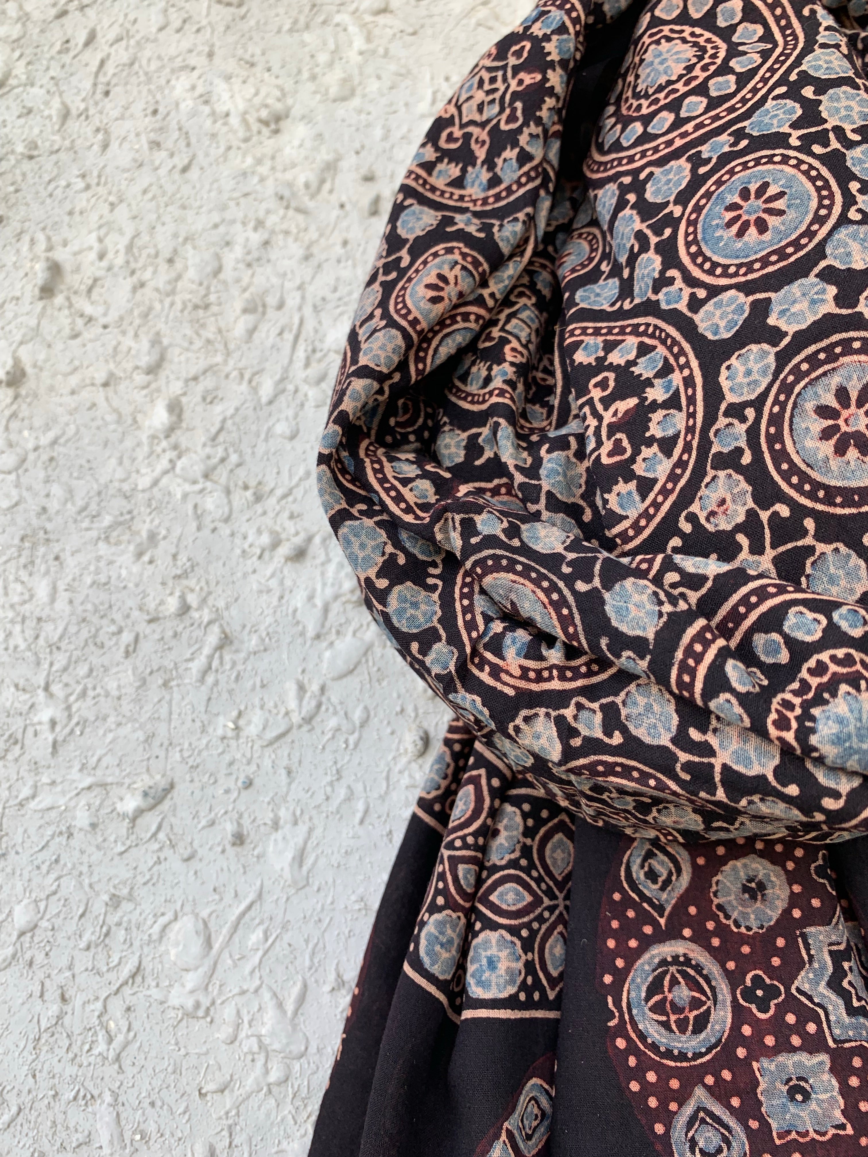 Handblock Ajrakh Dupatta