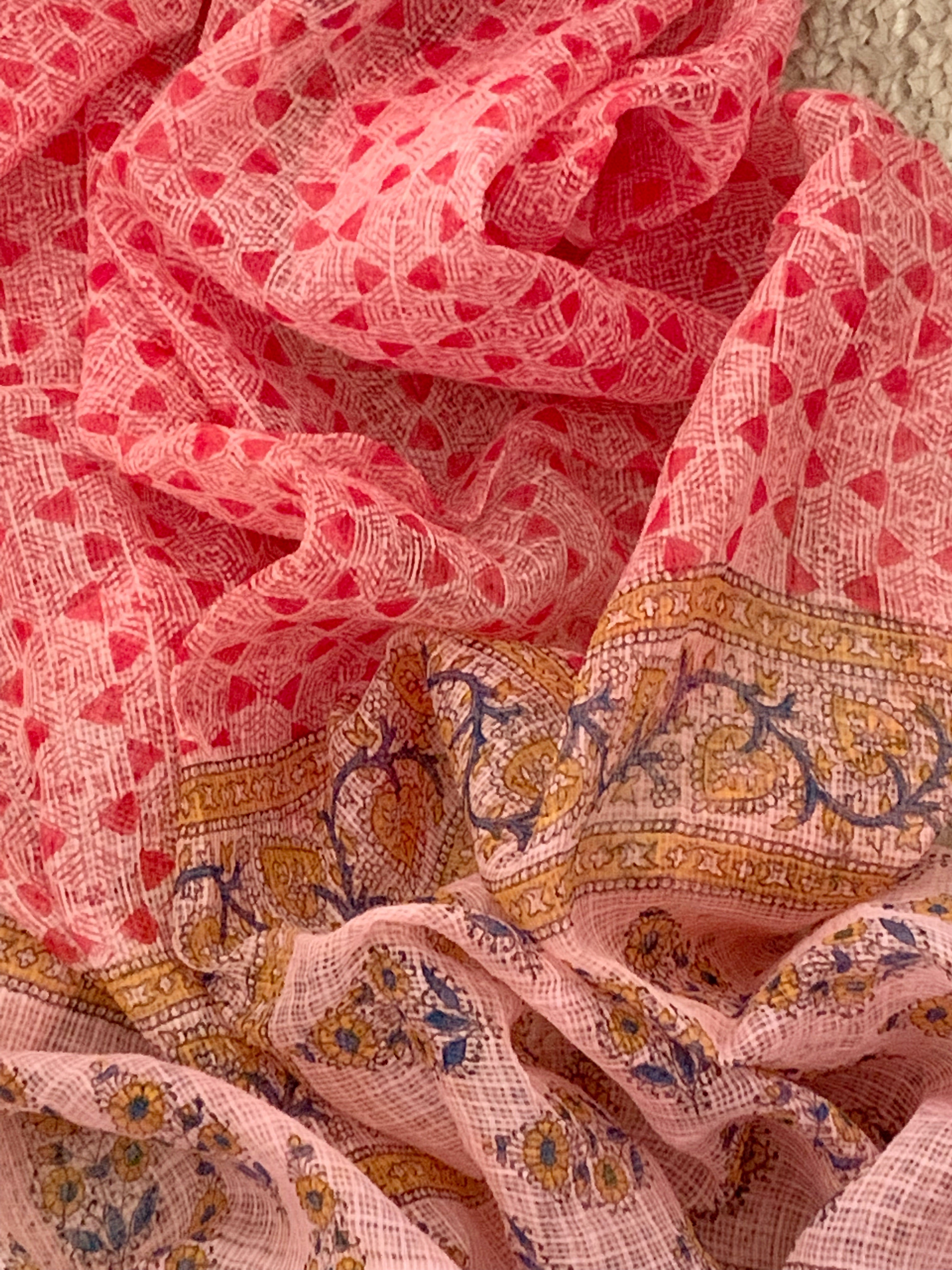 Coral Pink Handcrafted Kota Suit