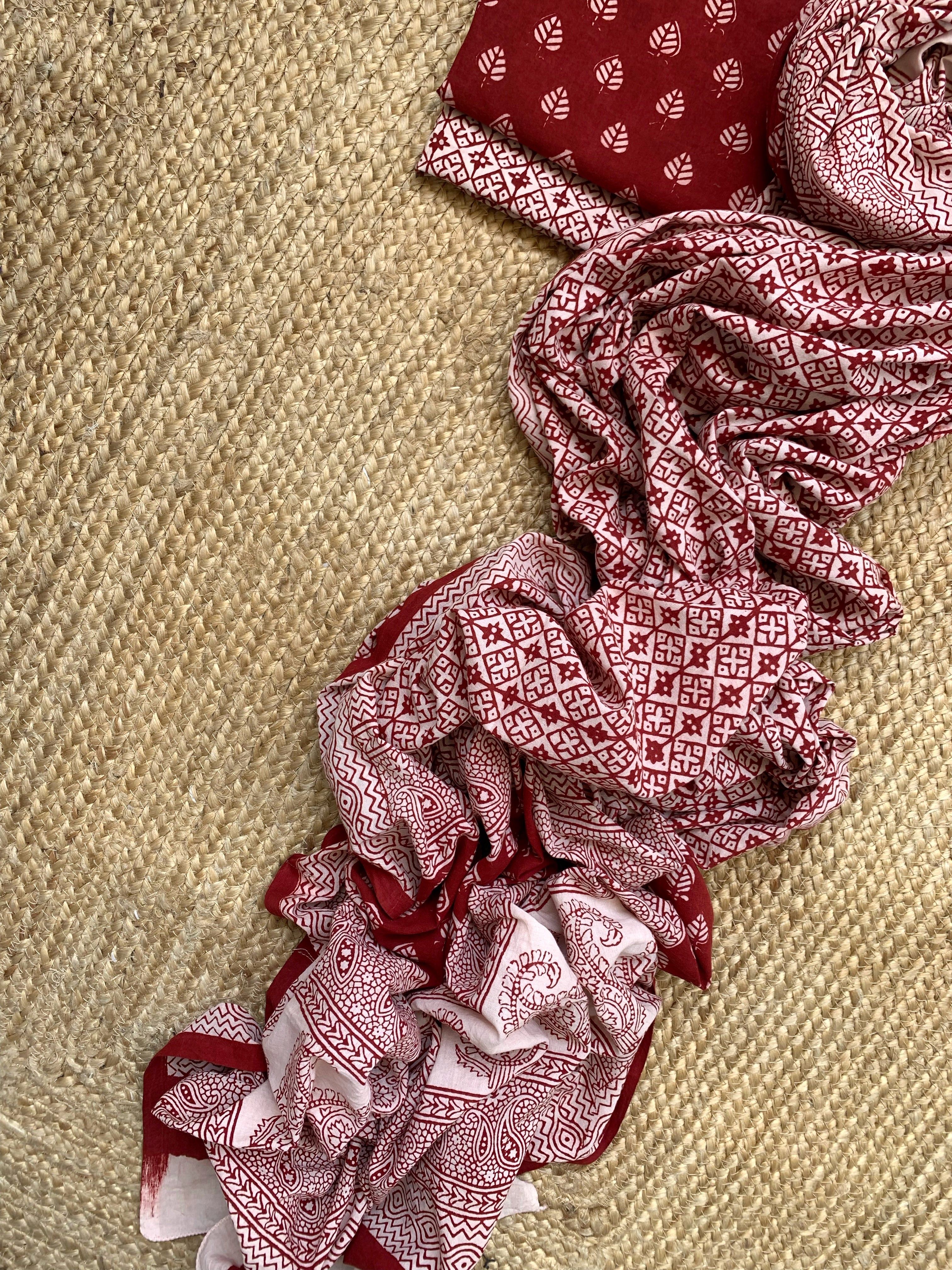 Natural Dyed Bagh Block Print Cotton Suit