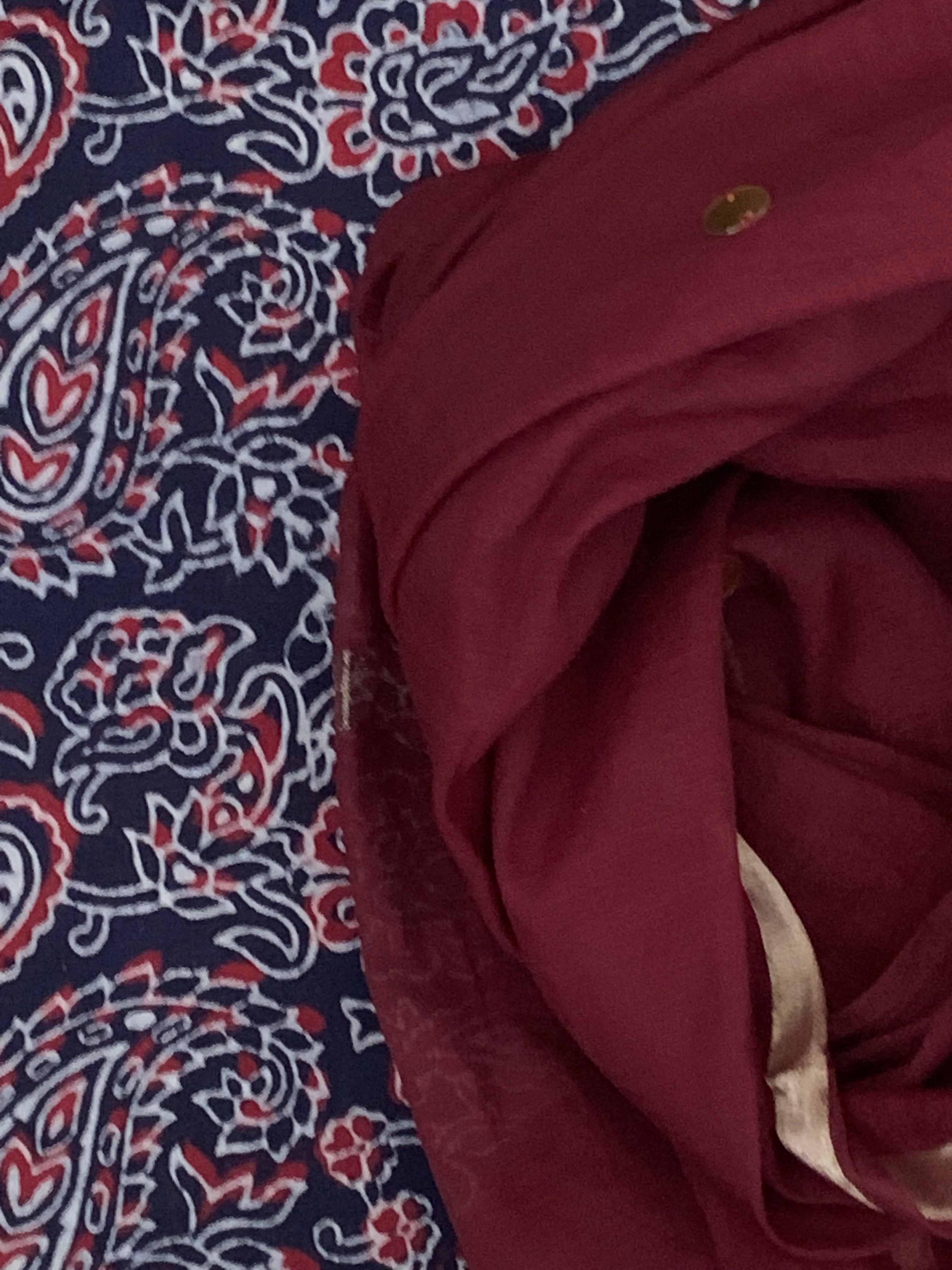 Hand block Print Cotton Chanderi Dupatta Set