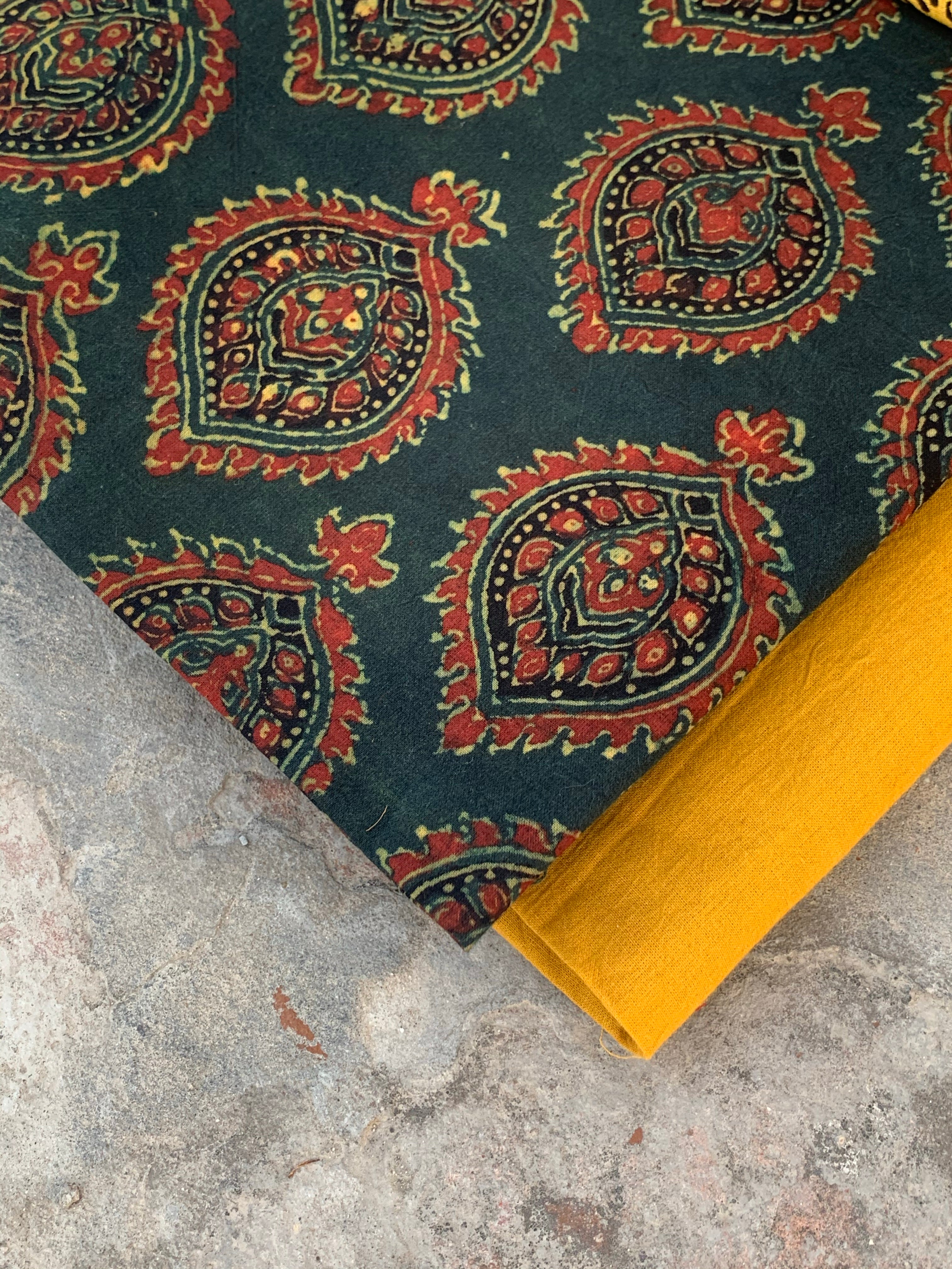Handblock Ajrakh Cotton Suit