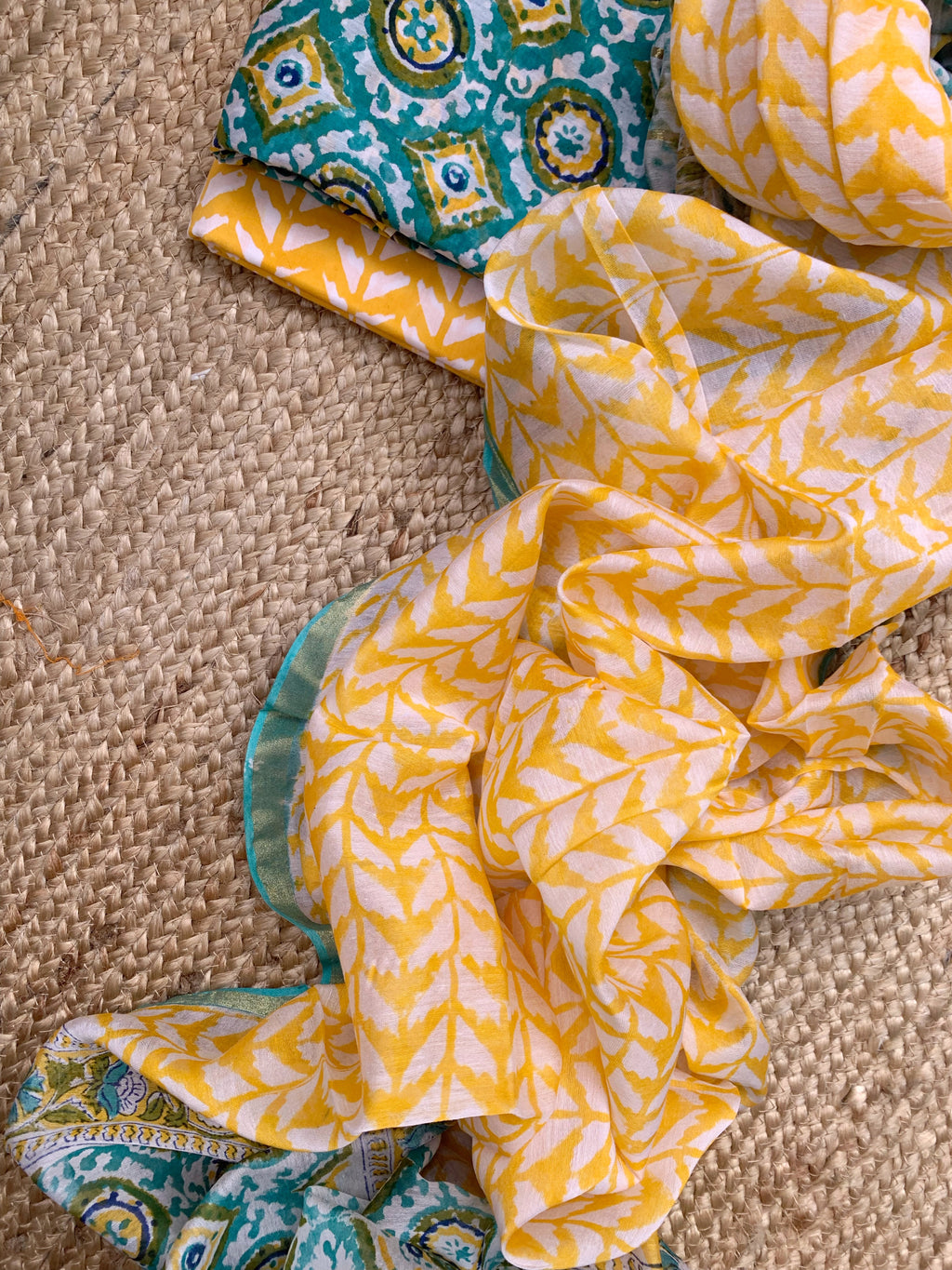 Handblock Chanderi Silk Cotton Suit