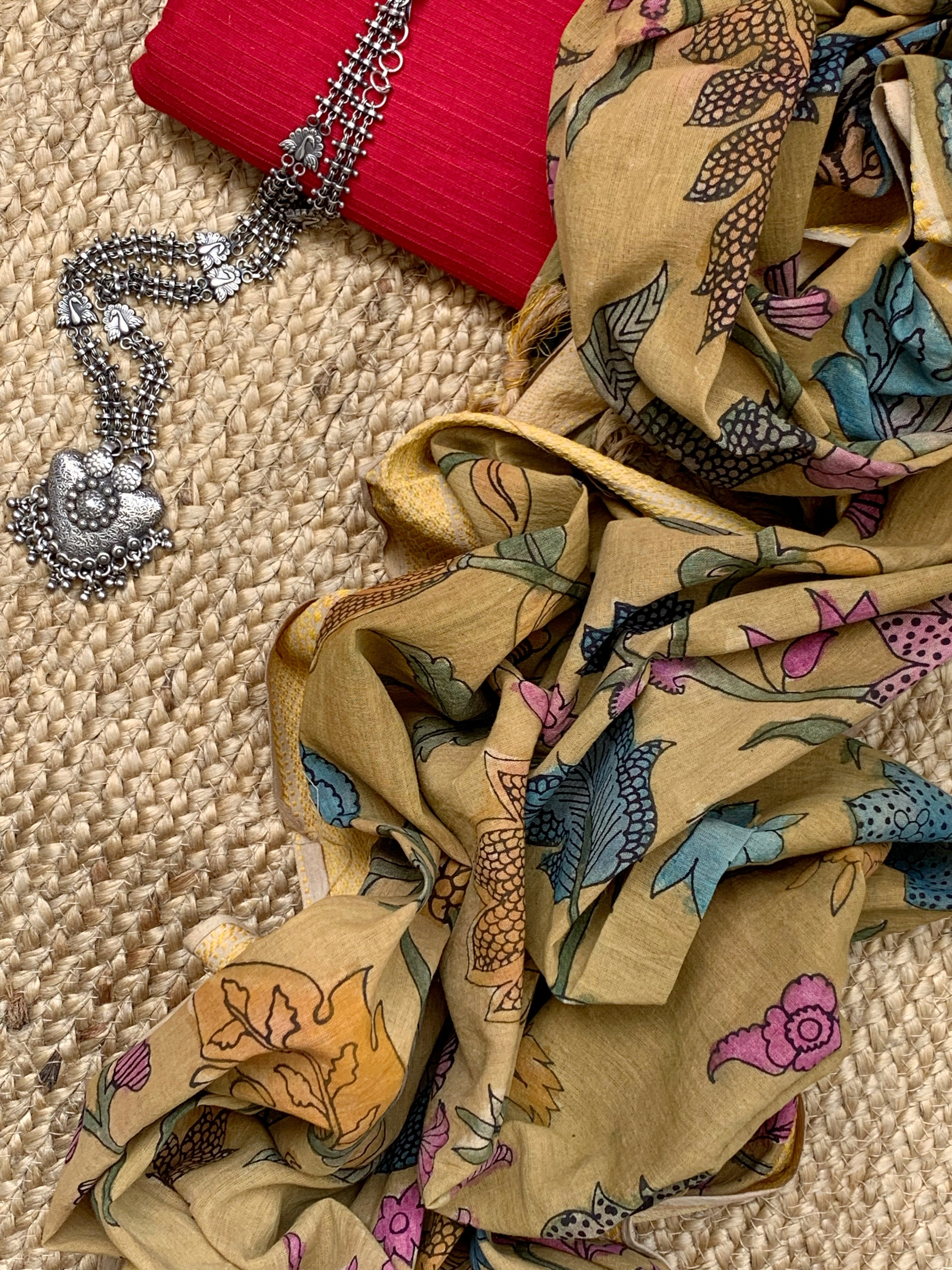 Handwoven Handcrafted Kalamkari Kurta Dupatta Set