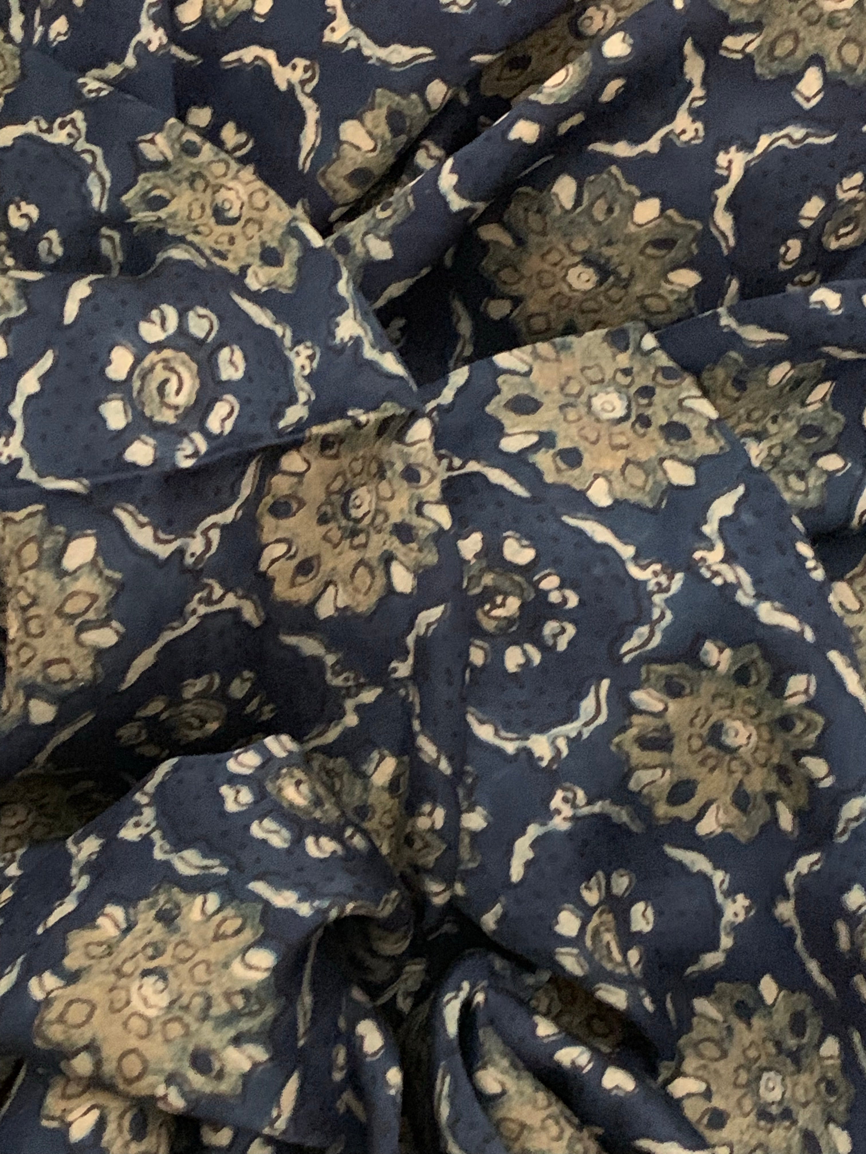 Modal silk Handblock Ajrakh Dupatta