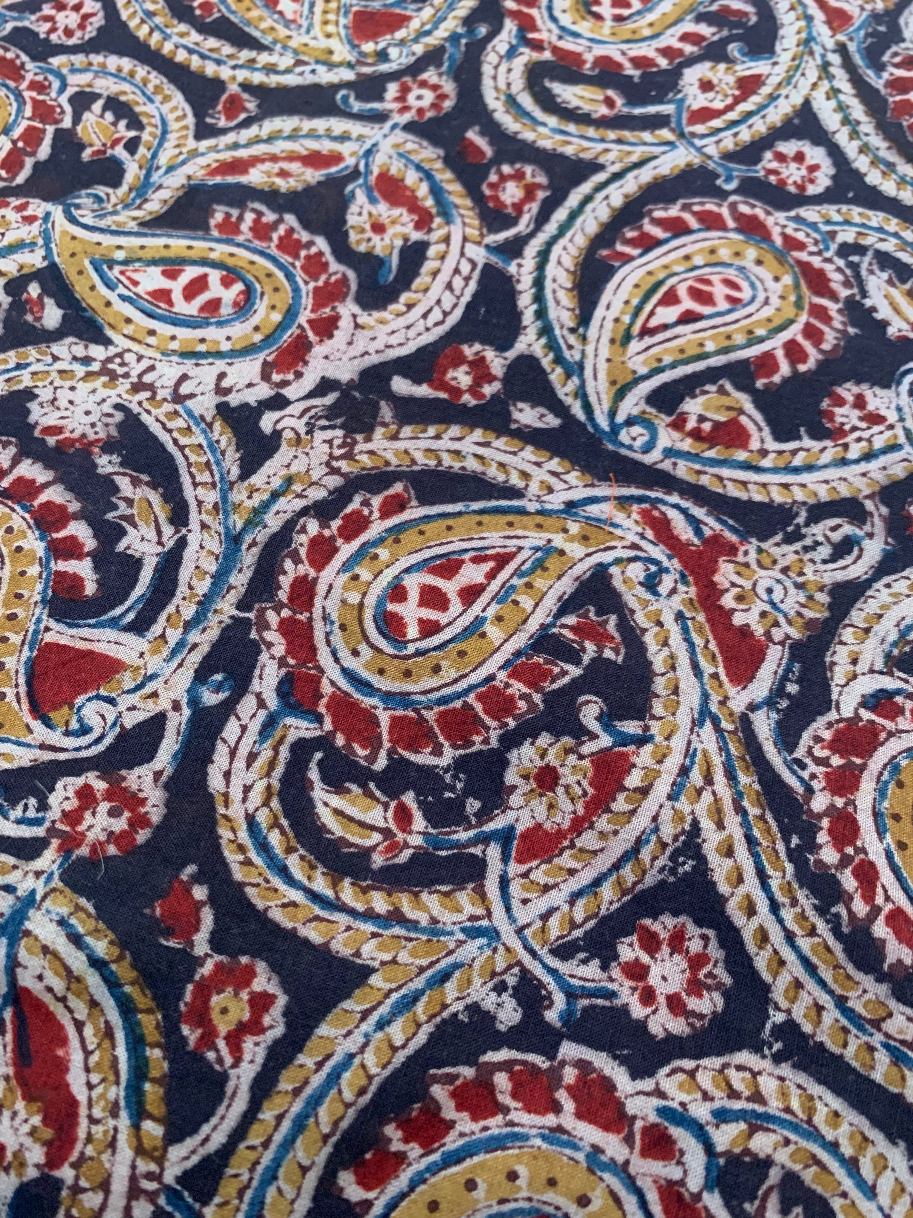Pedana Hand Block Printed Kalamkari Natural Dyed Cotton Fabric Kurta