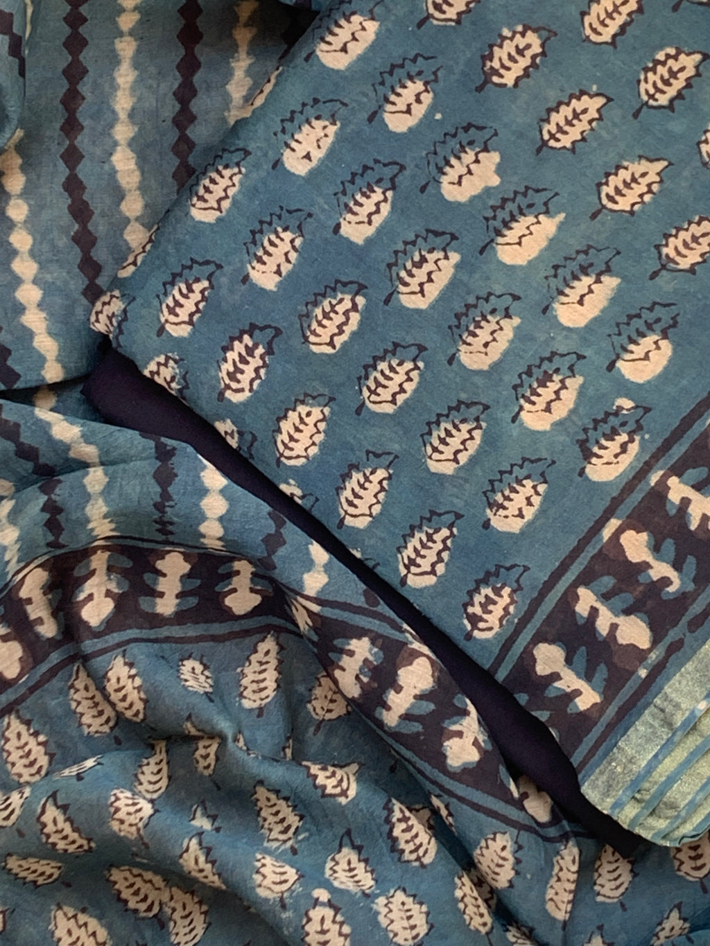Handblock Chanderi Silk Cotton Suit