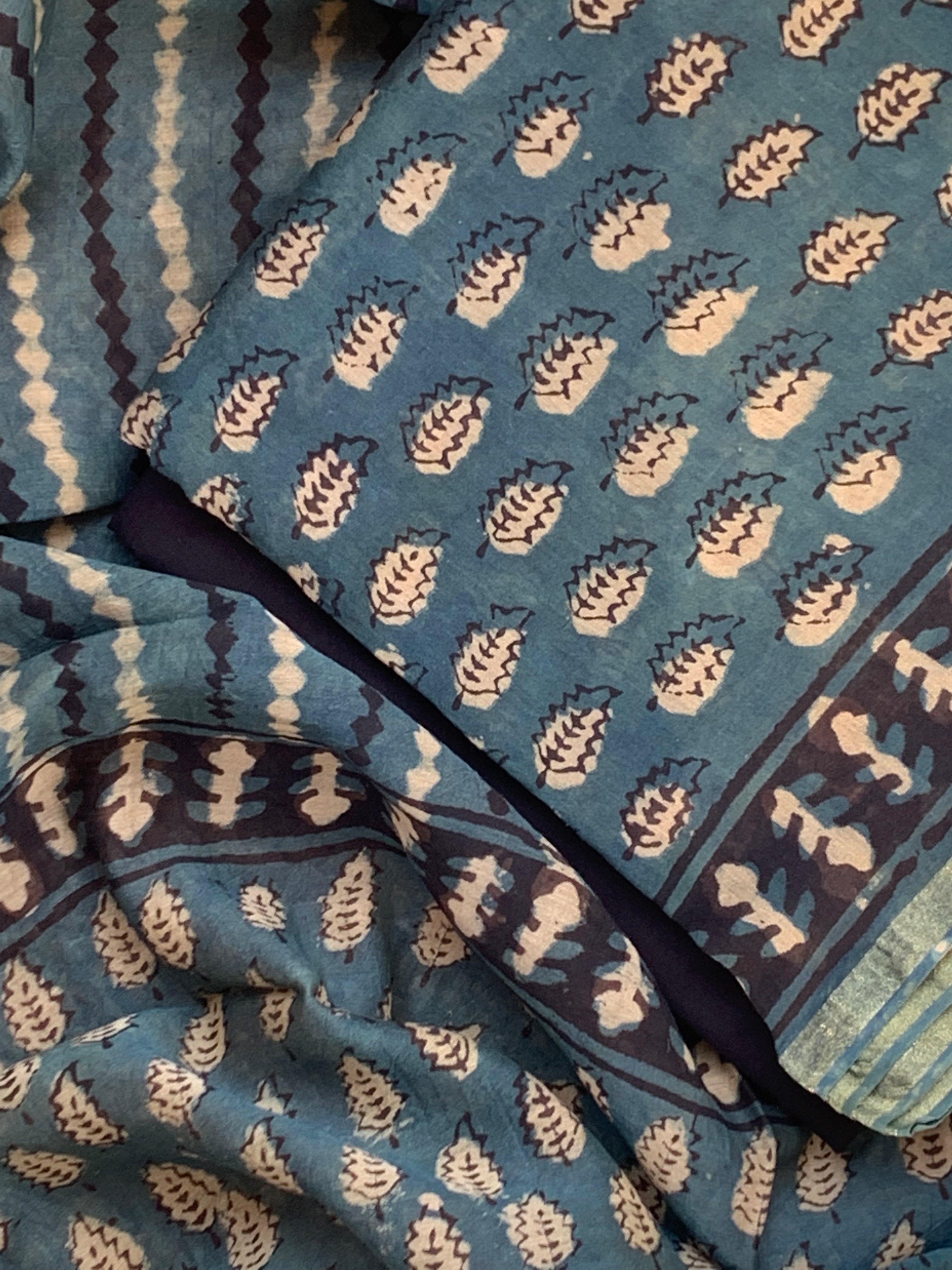 Handblock Chanderi Silk Cotton Suit