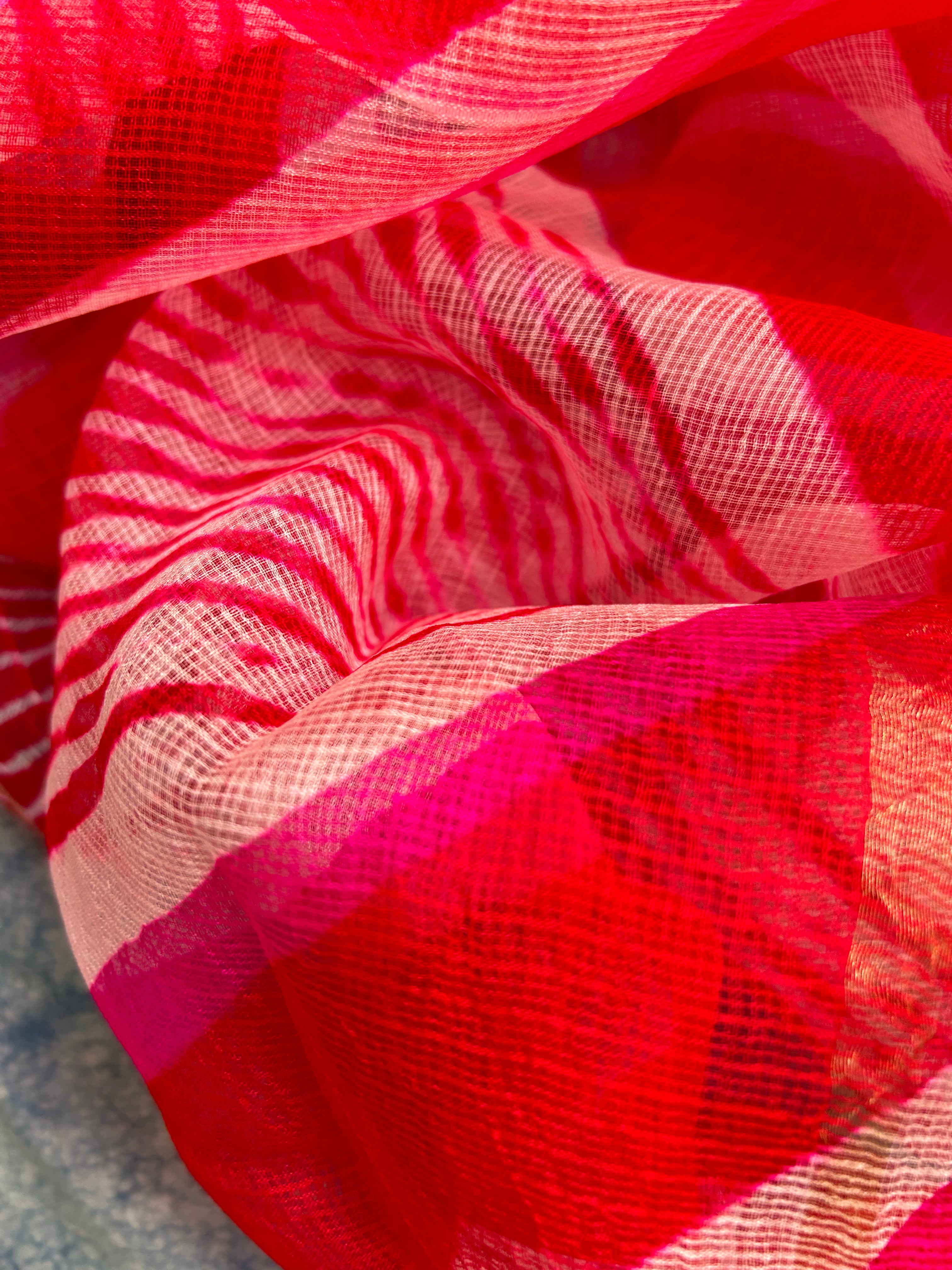 Handcrafted Tie-Dye Silk Kota Doria Dupatta