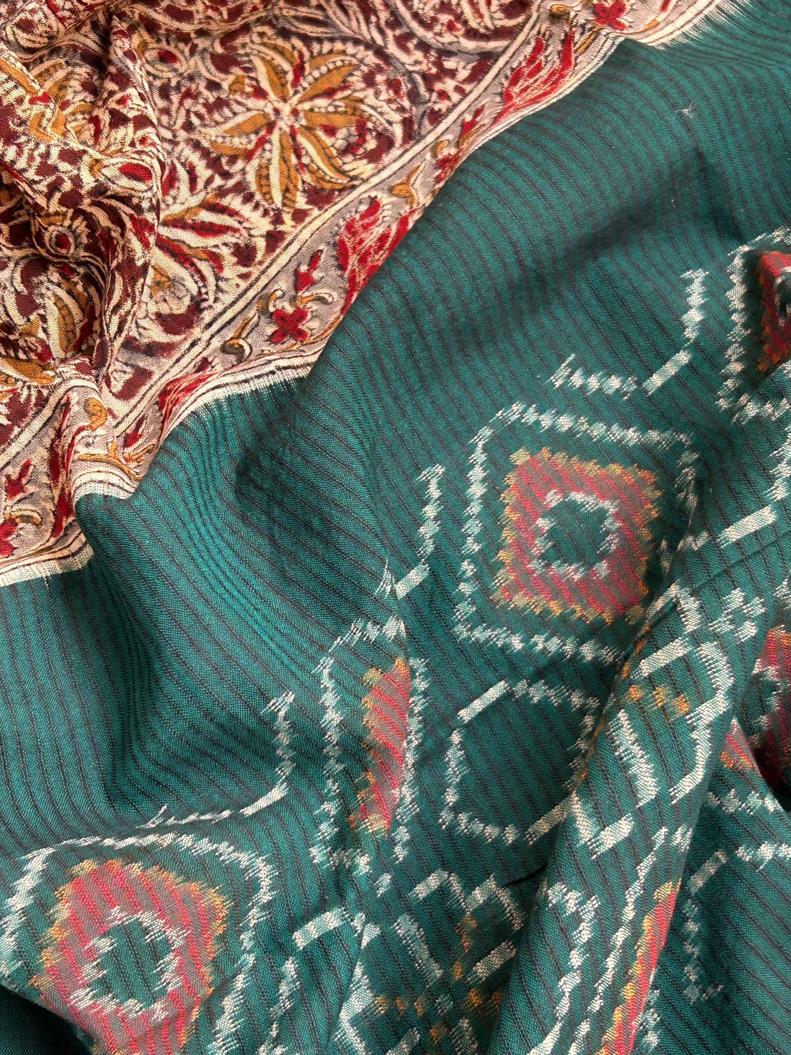 Handwoven Handcrafted Ikat Kalamkari Kurta Dupatta Set