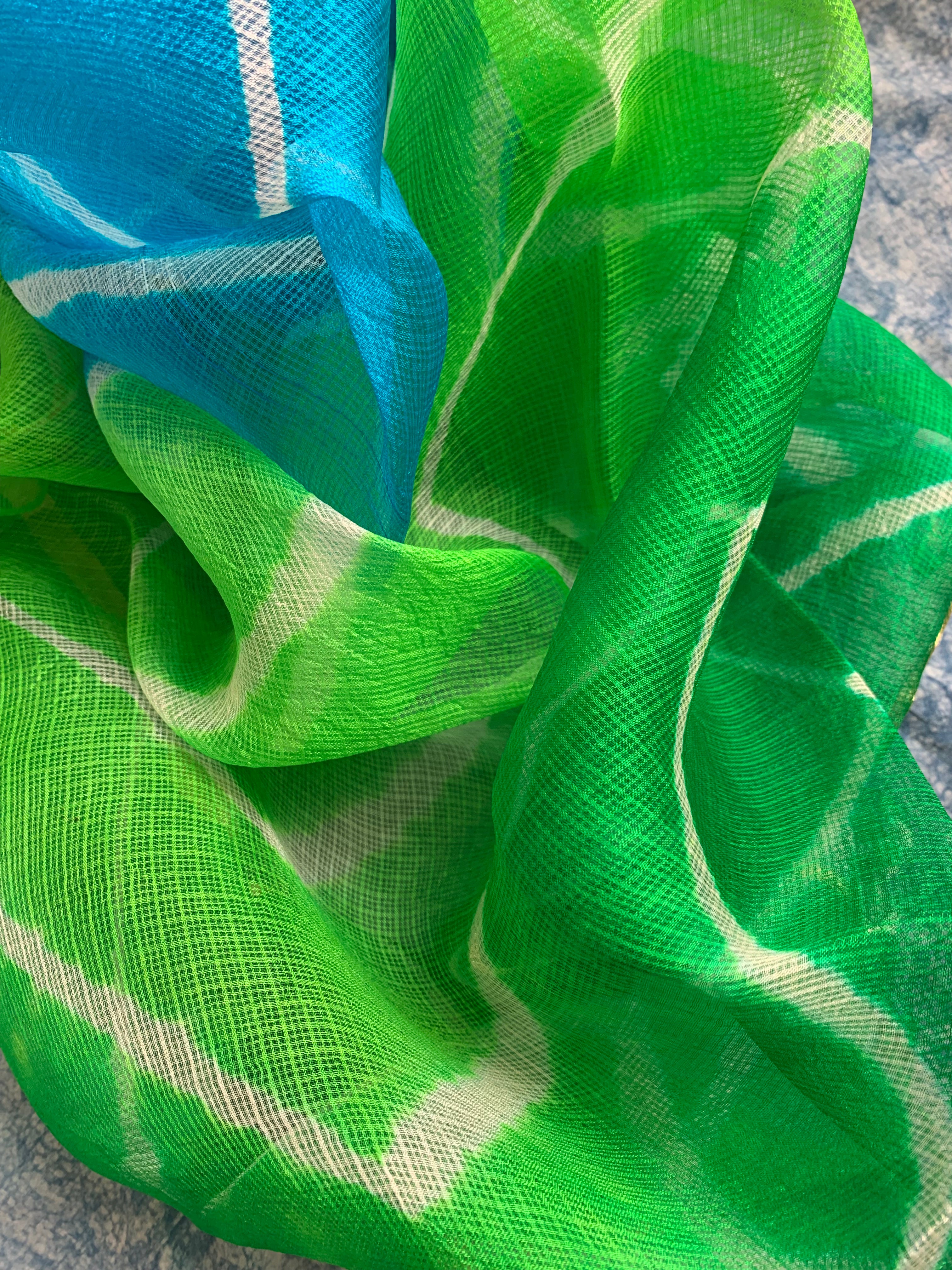 Handcrafted Tie-Dye Silk Kota Doria Dupatta
