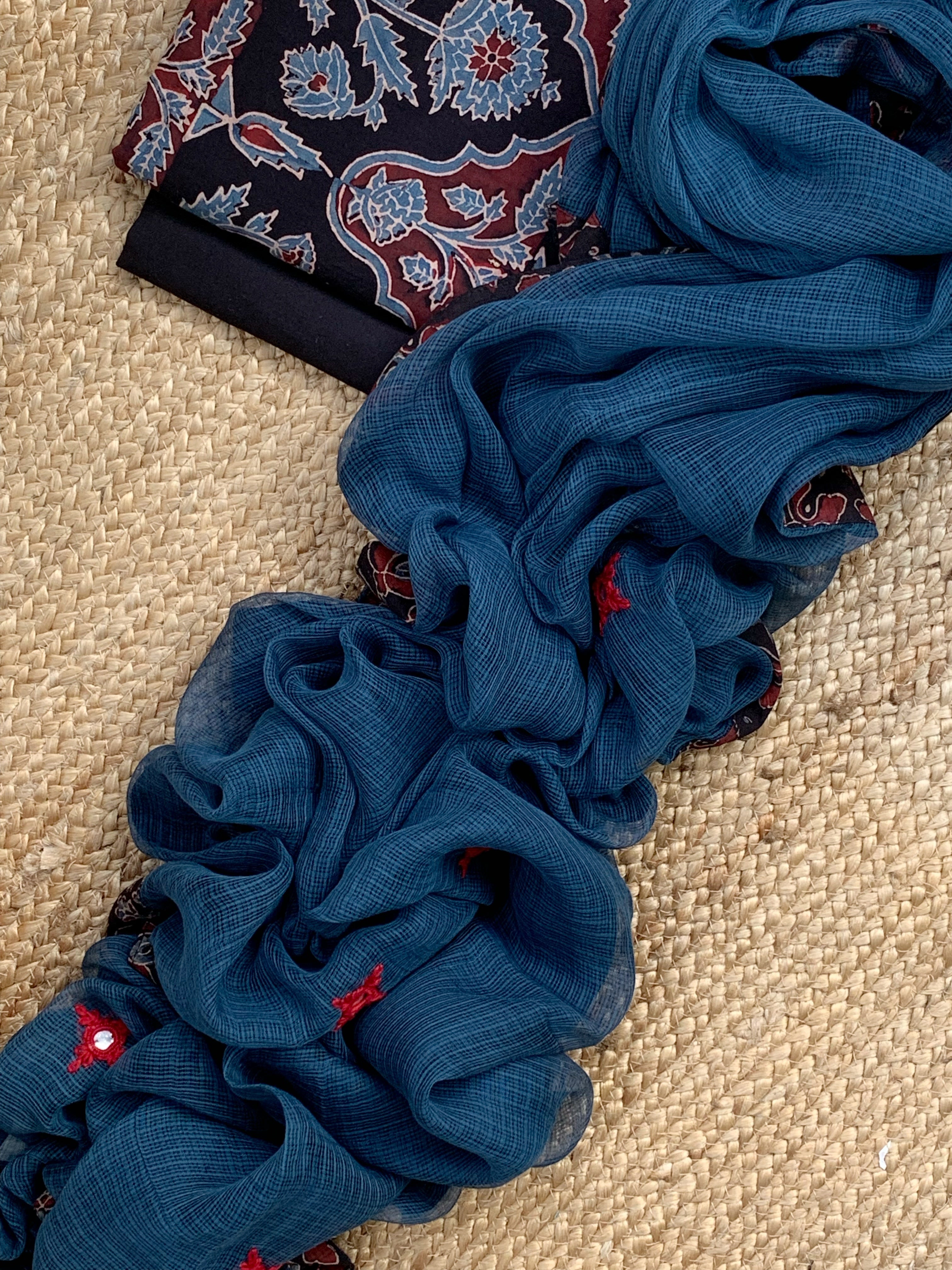 Handblock Ajrakh Cotton Kota Suit