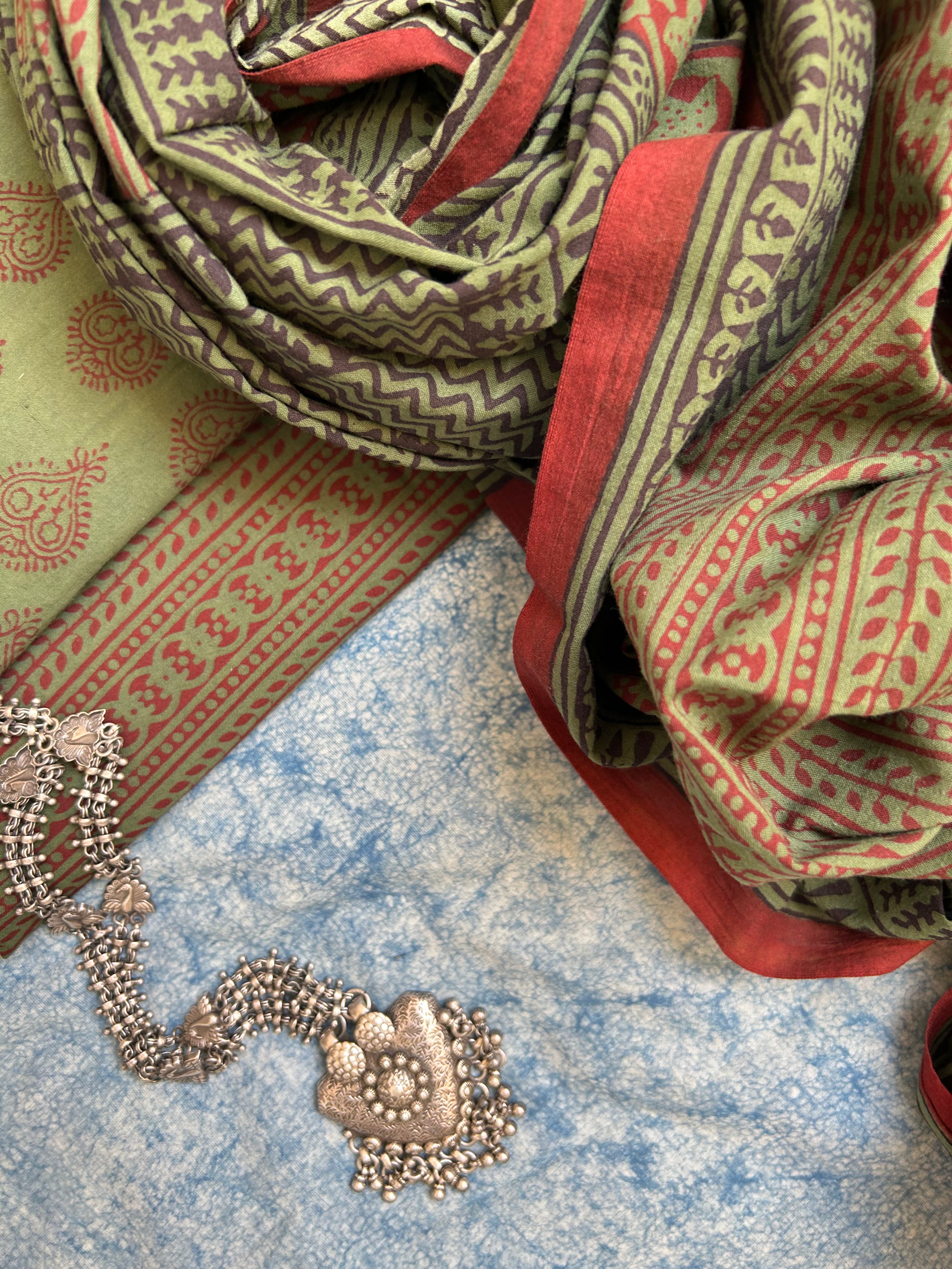 Natural Dyed Bagh Block Print Cotton Suit