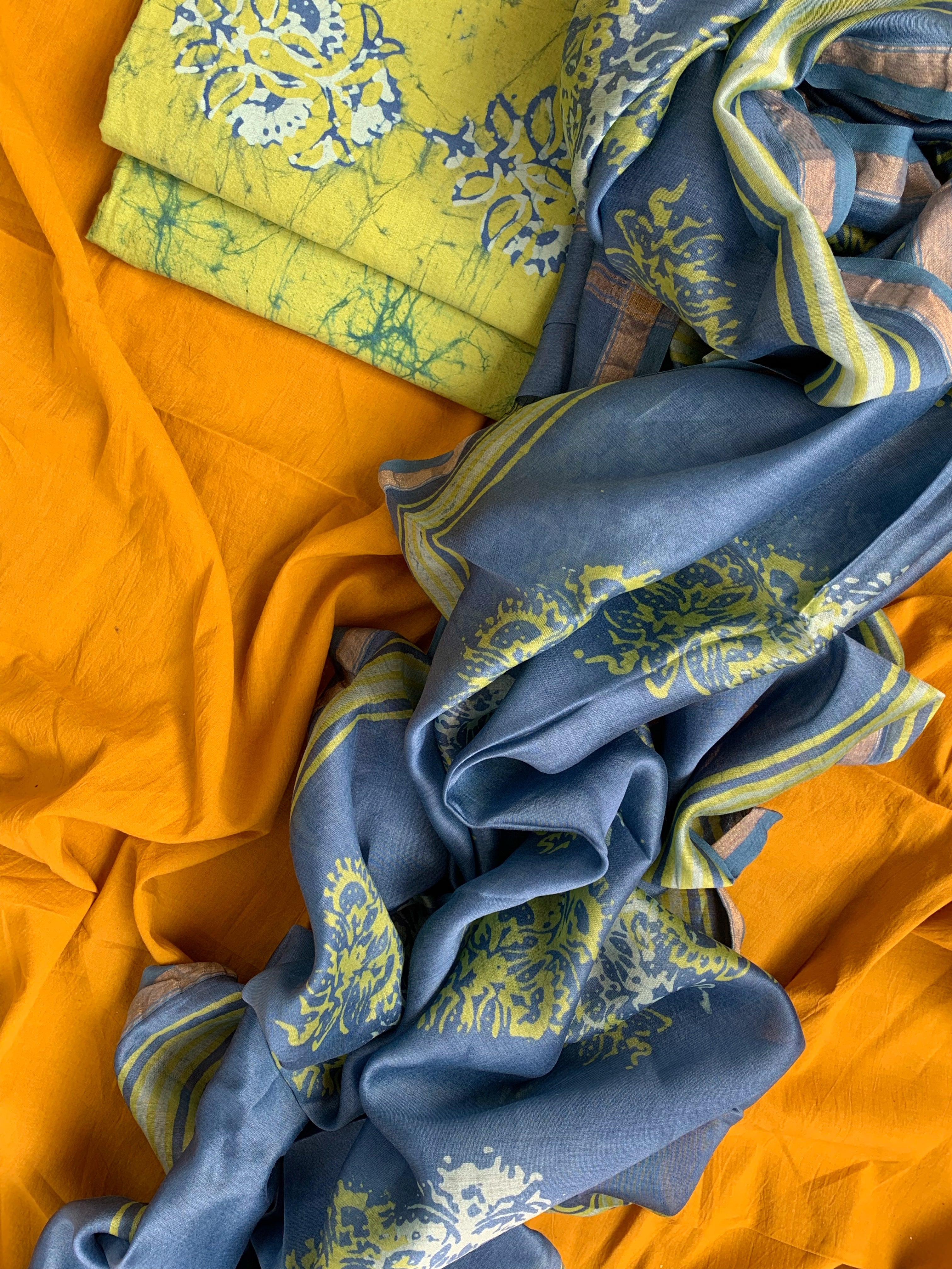 Handblock Batik Cotton Chanderi Suit