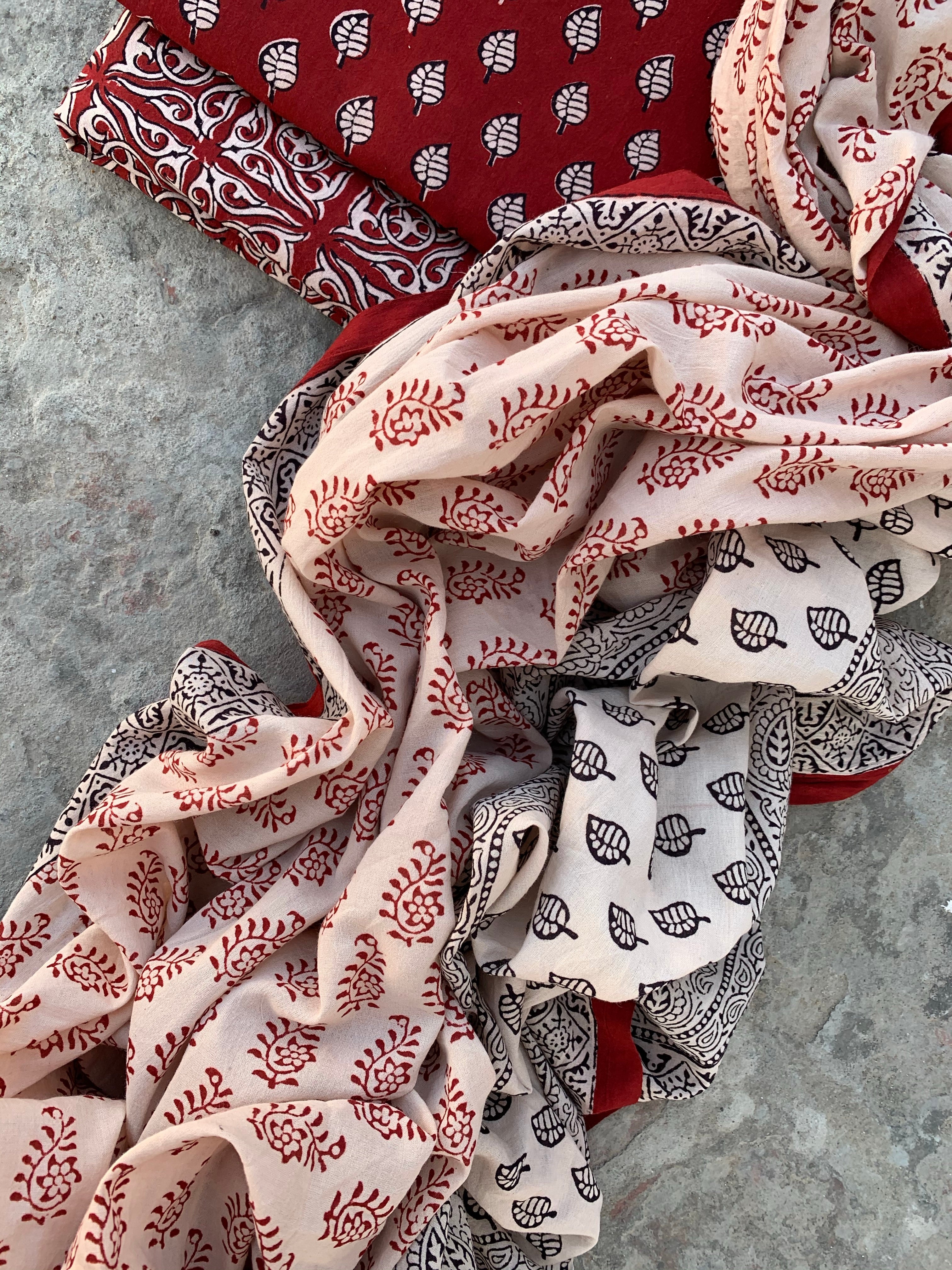Natural Dyed Bagh Handblock Cotton Suit