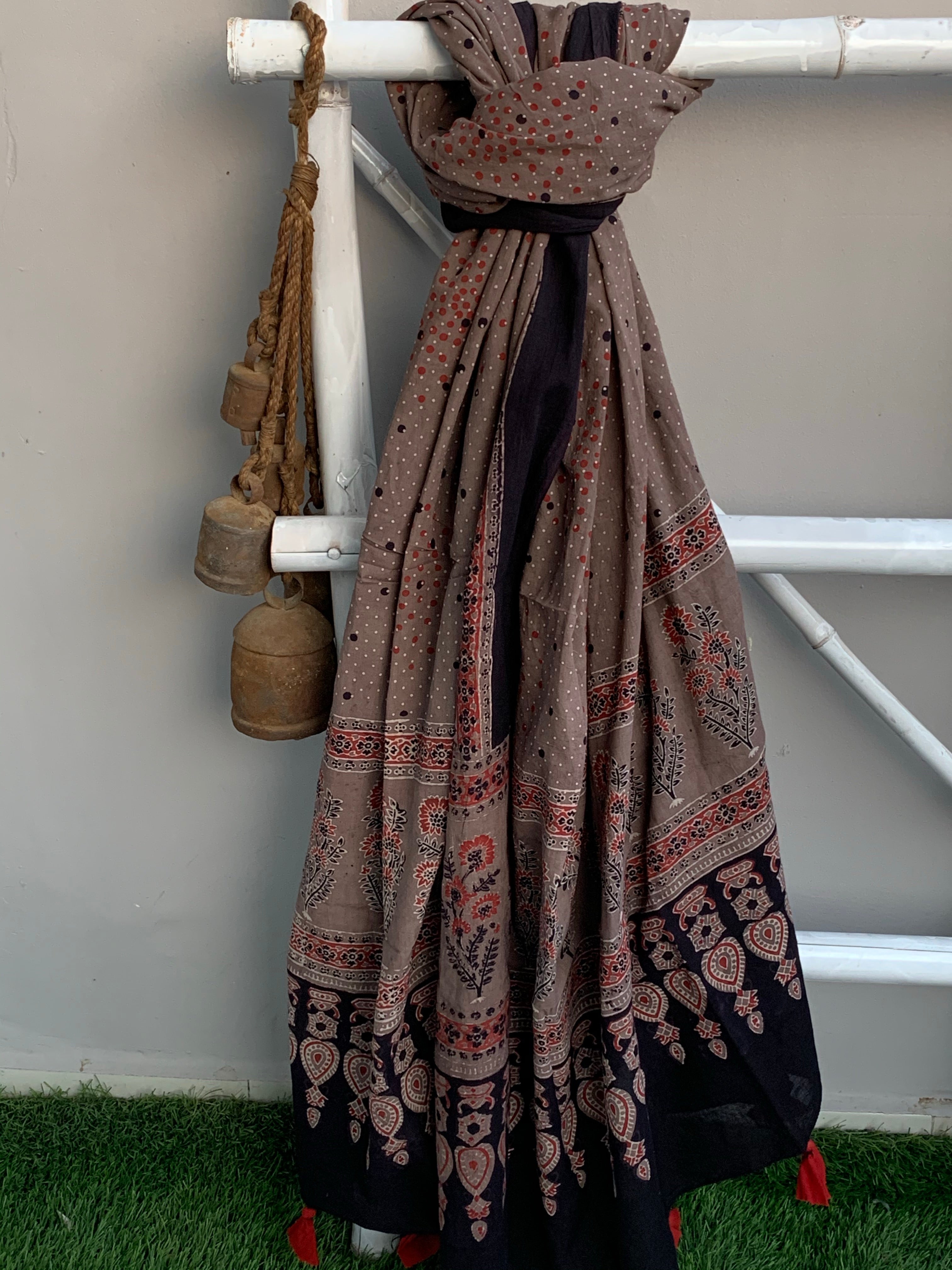 Handblock Ajrakh Dupatta
