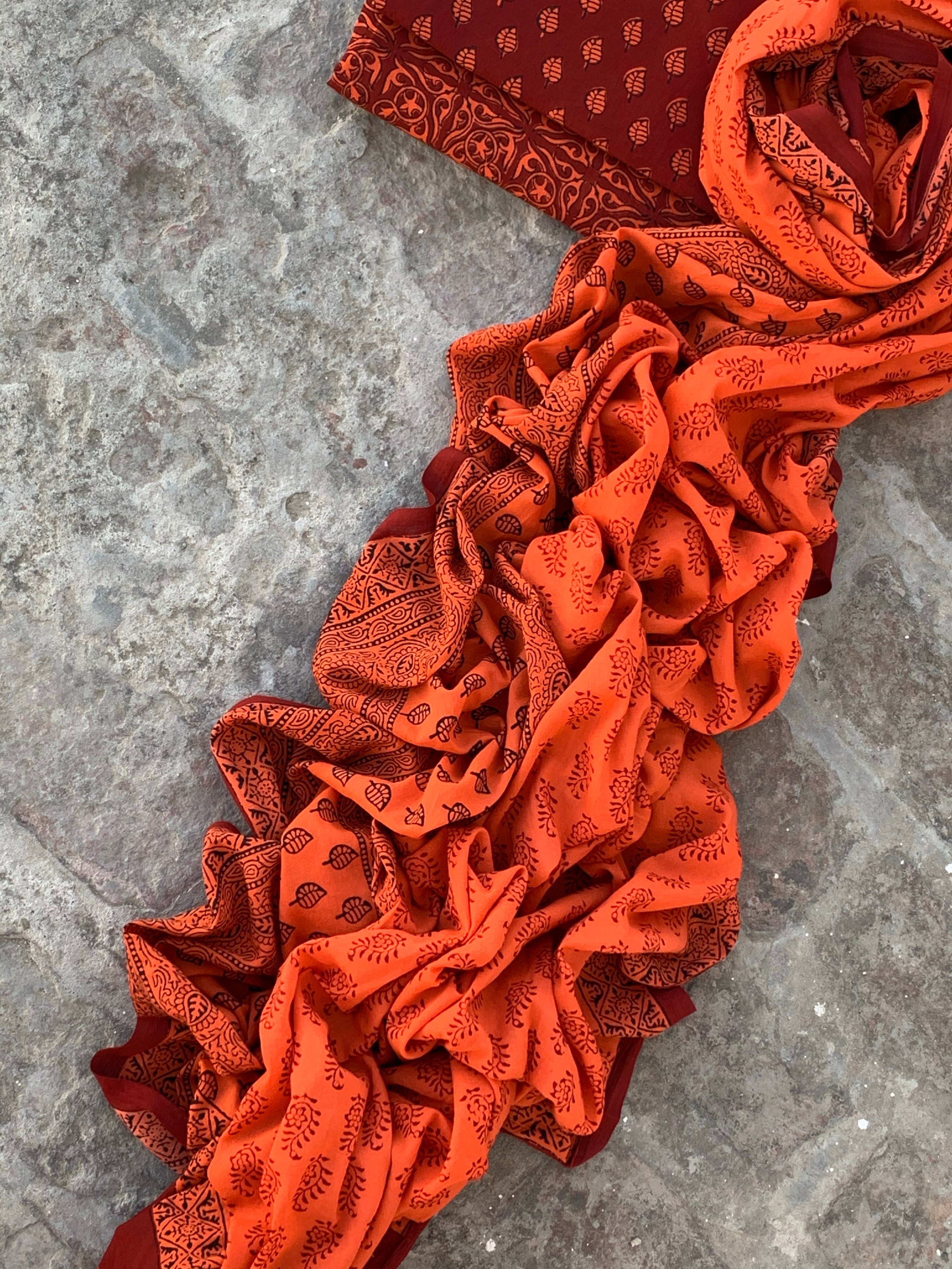 Natural Dyed Bagh Handblock Cotton Suit