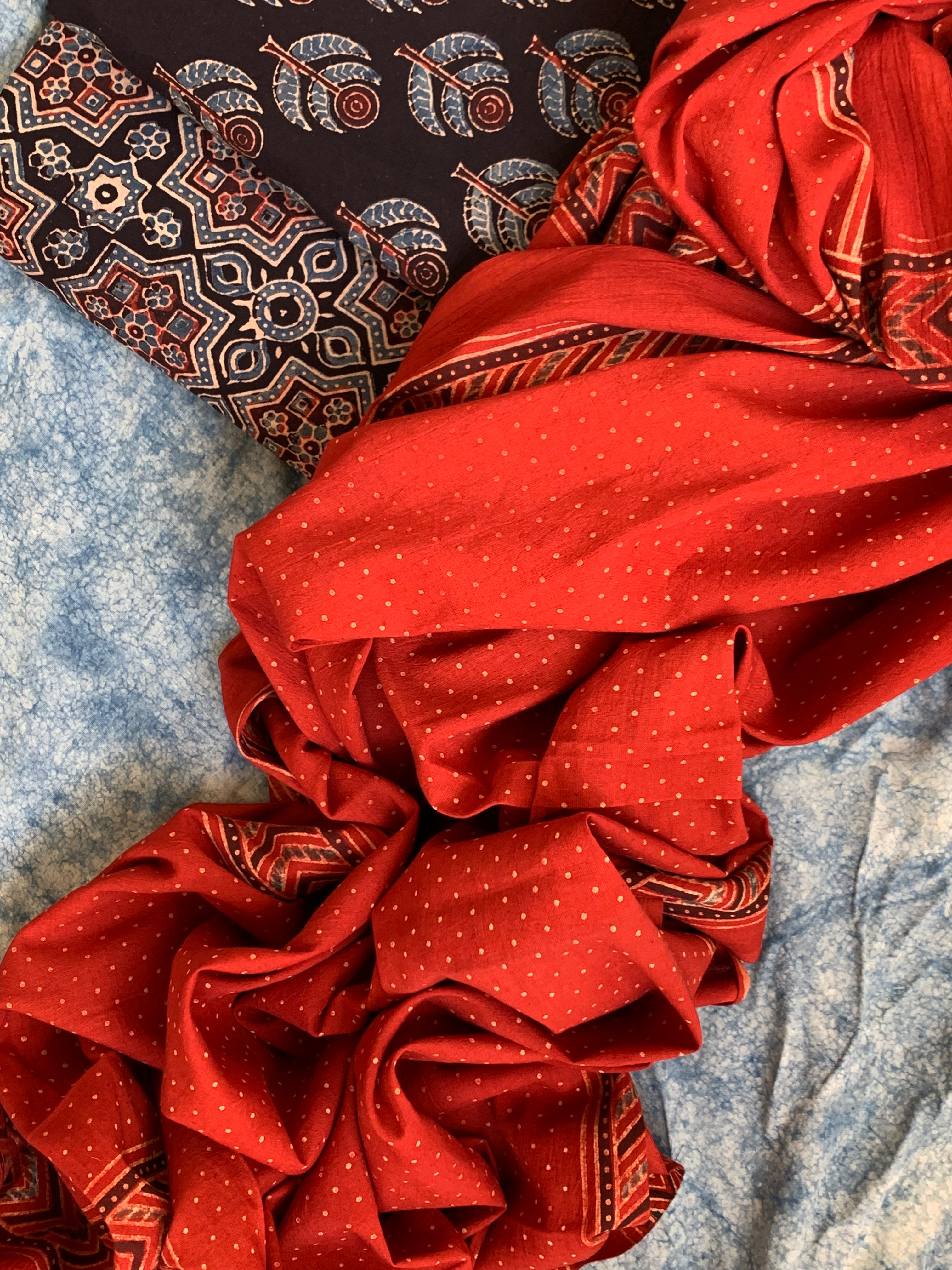 Natural Dyes Handblock Ajrakh Cotton Suit