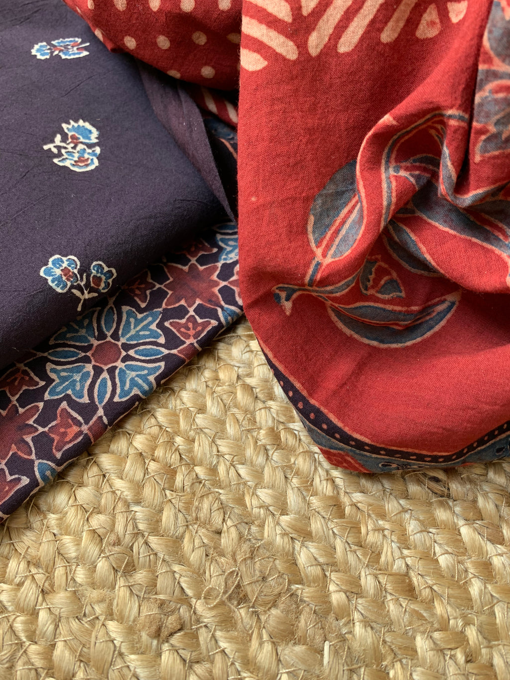 Natural Dyes Handblock Ajrakh Cotton Suit