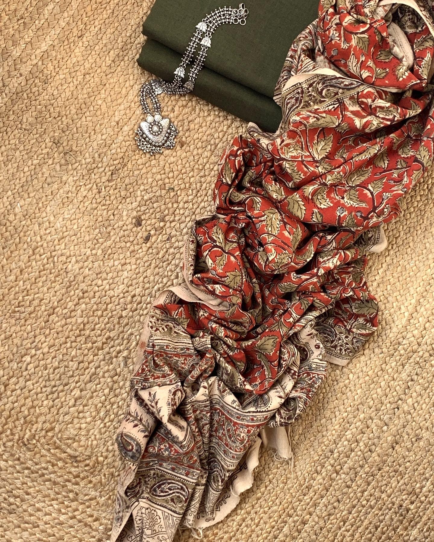 Handwoven Handcrafted Kalamkari Dupatta
